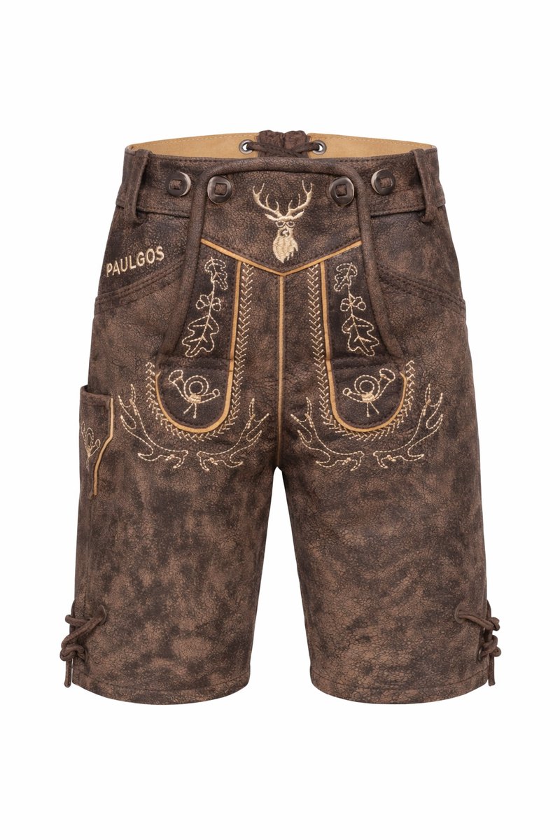 PAULGOS Traditionele leren shorts voor kinderen - KK2 - Echt leer - Verkrijgbaar in 2 kleuren - Maten 86-164