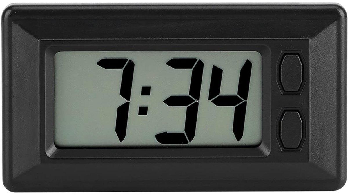 SnelShoppen - LCD Digitale Tafelklok Auto Dashboard, Compacte Batterij Aangedreven Bureau Klok met Datum, Tijd en Kalender Weergave, Ideaal voor Auto