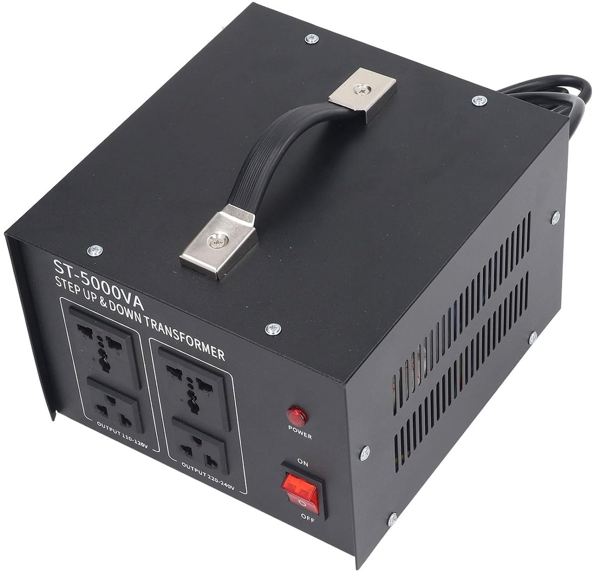 SnelShoppen - Voltage Omvormer 5000 W Verstelbaar met 20 A Zekering, 2 x AC 110 V/2 AC 230 V Stopcontacten, Euro Stekker voor Wetenschappelijke Labora