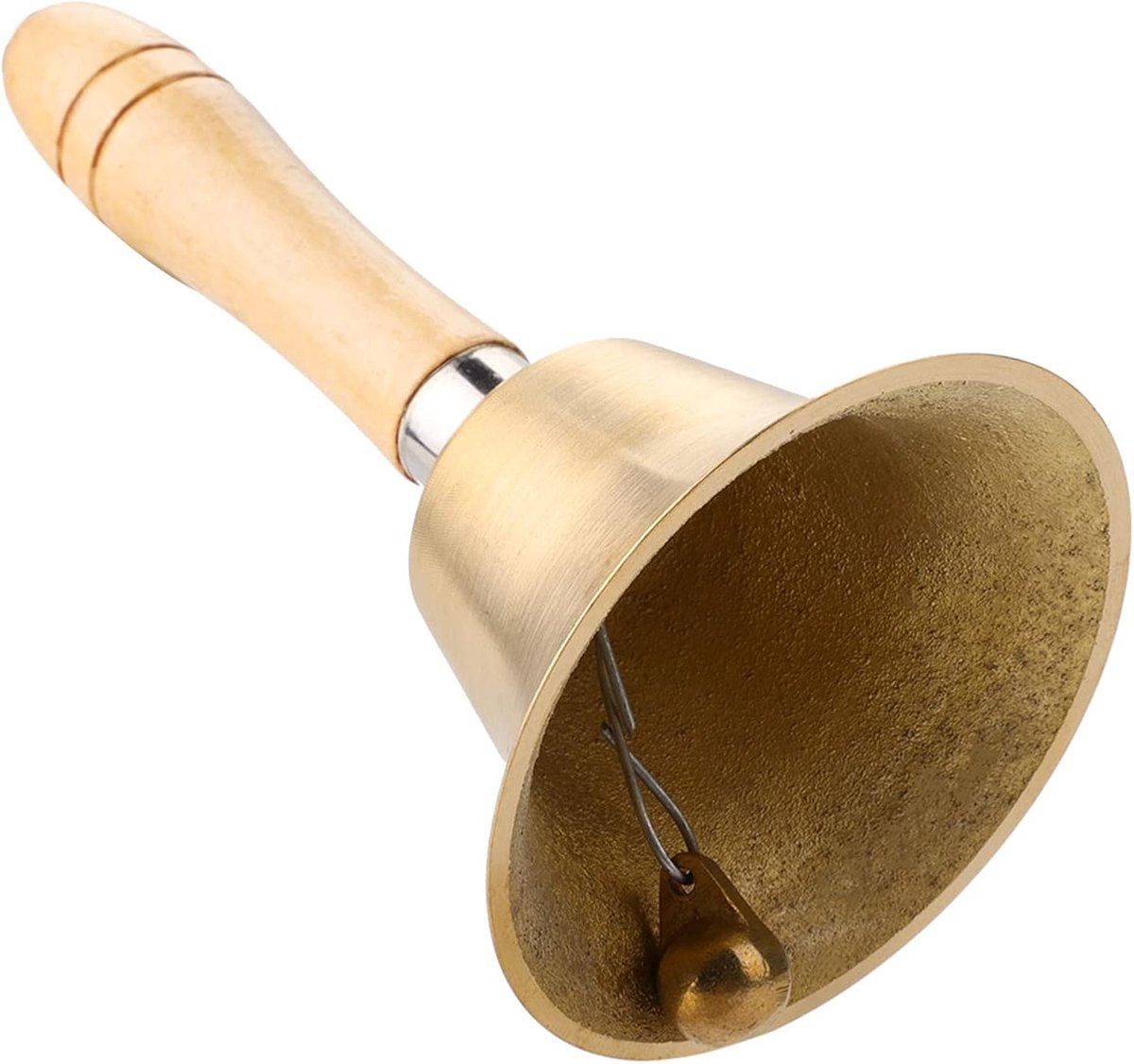 SnelShoppen - Handbel met Houten Handvat, 15cm Solid Messing Bel voor School, Kerk, Hotel, Kerst en Bruiloften, Duurzaam en Corrosiebestendig