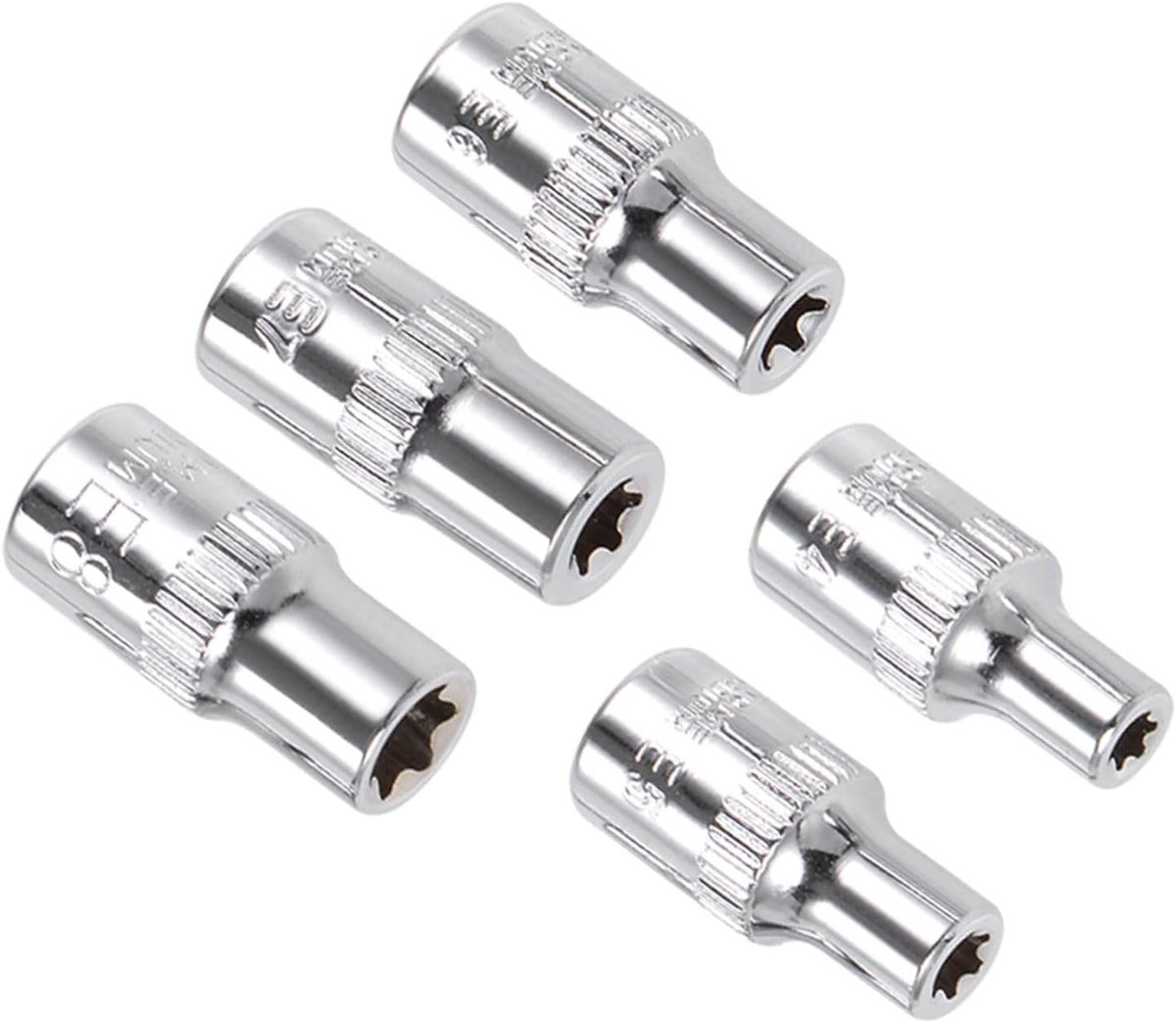 SnelShoppen - External Torx Steeksleutel Set 1/4 Inch Drive E4 - E8, 5-Delig, Cr-V Staal, Voor DIY Klussen, Auto's, Motoren, Fietsen en Meer