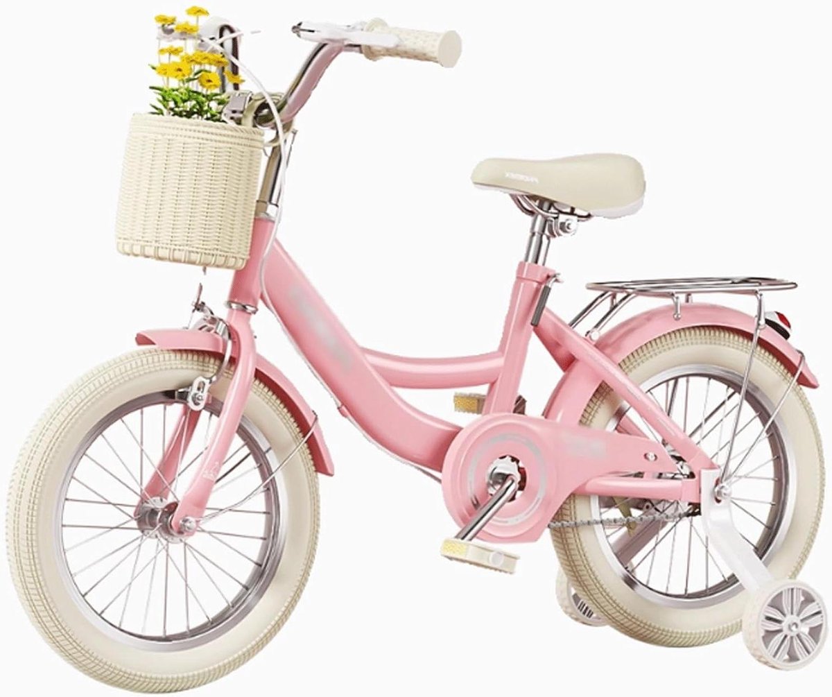 Kinderfiets Peuterfiets Meisjesfiets Leren Fietsen Dubbele Handrem 18 inch Roze