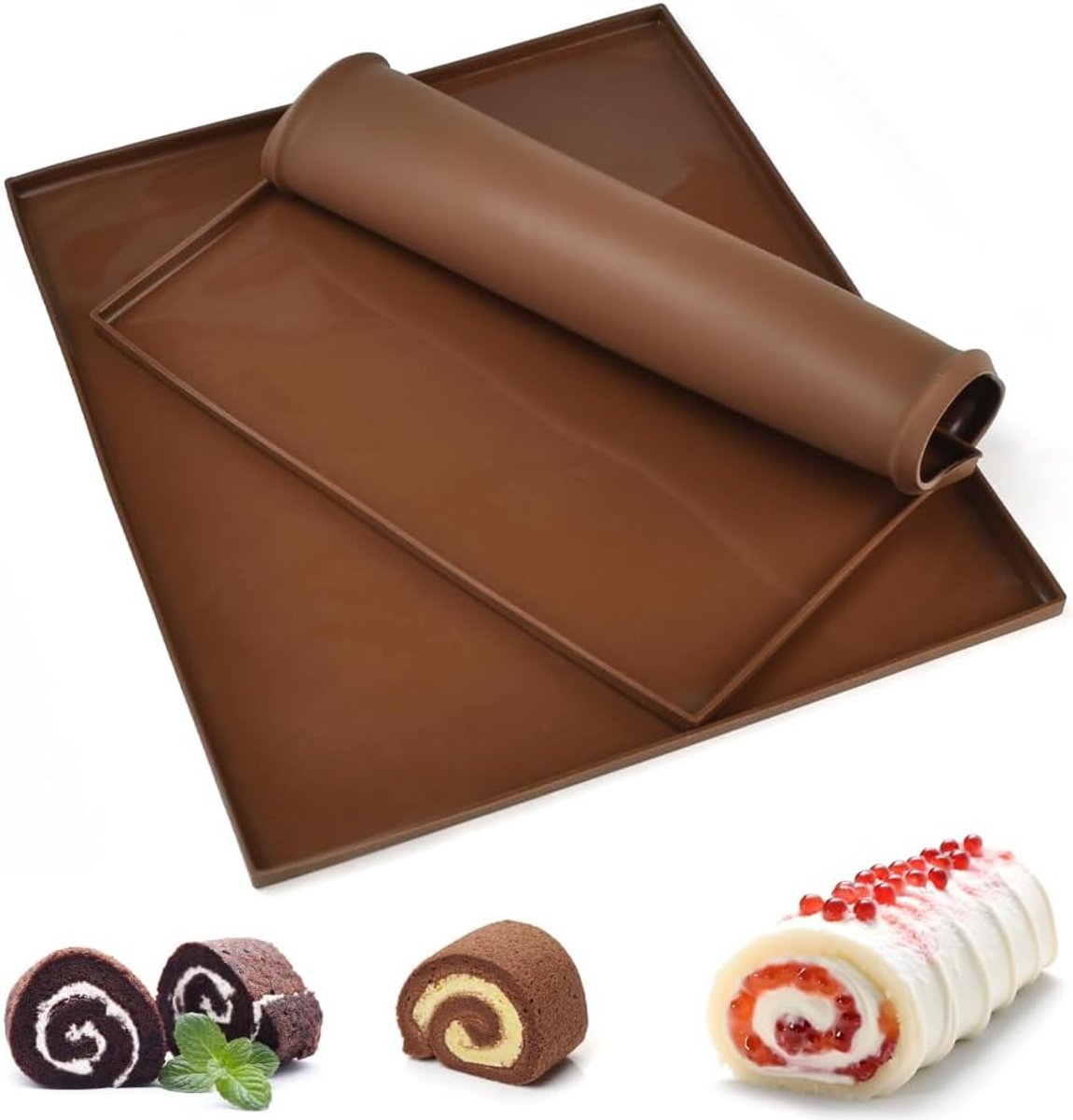 Swiss roll mat set 30,5 x 25,9 cm - siliconen - gemakkelijk te gebruiken - voorkomt morsen - ShopVlot