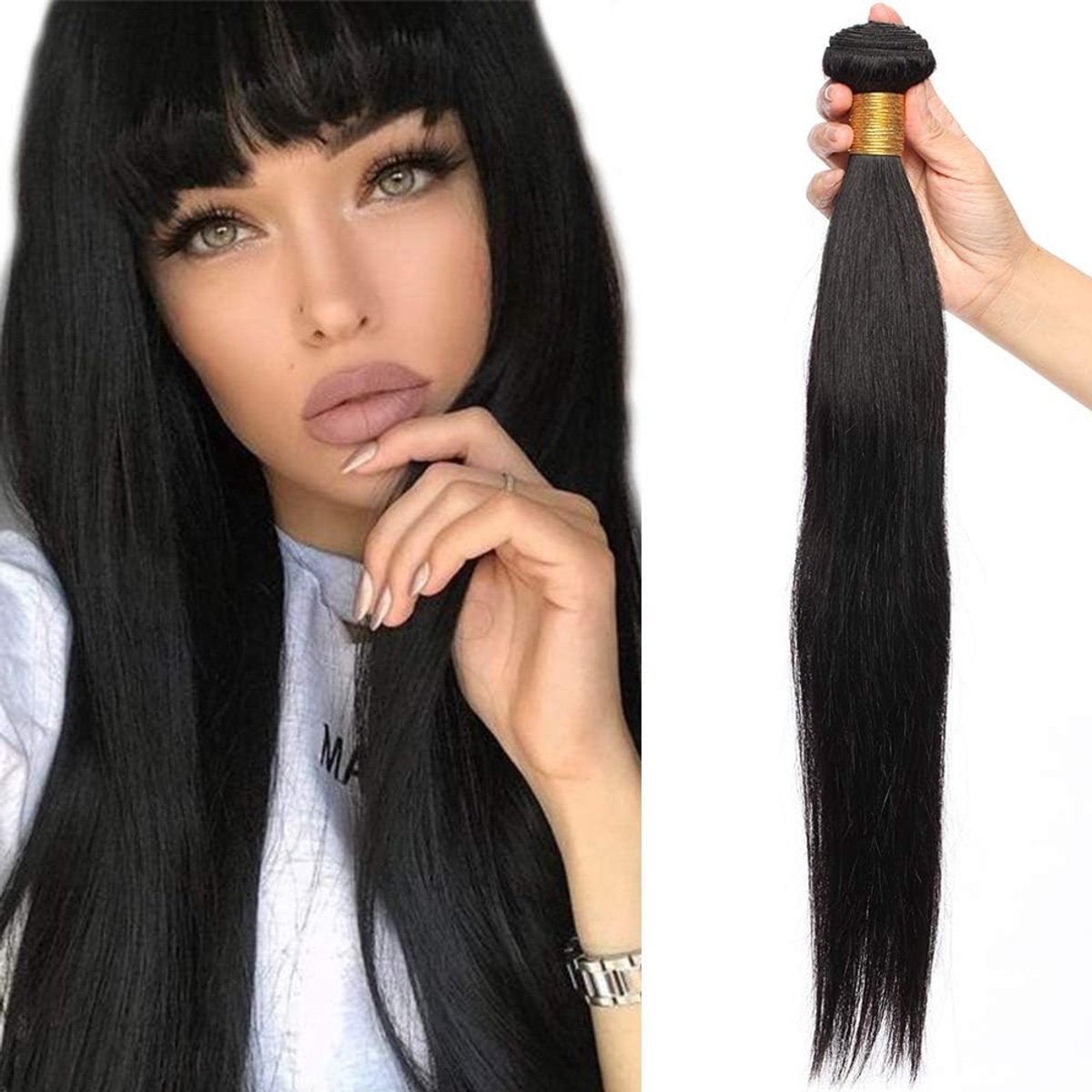 14 Inch Braziliaanse Menselijk Haar Bundels - Rechte Weave, Virgin Extensions, 100% Onbewerkt Natuurlijk Zwart Haar