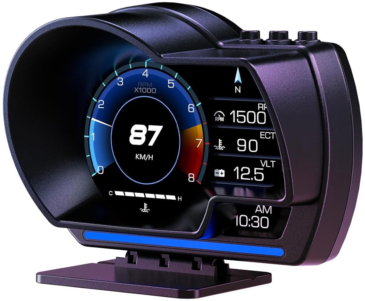 Dubbel head-up display systeem, OBD-weergave in het voertuig en GPS-snelheidsmeter, geschikt voor alle voertuigmodellen.