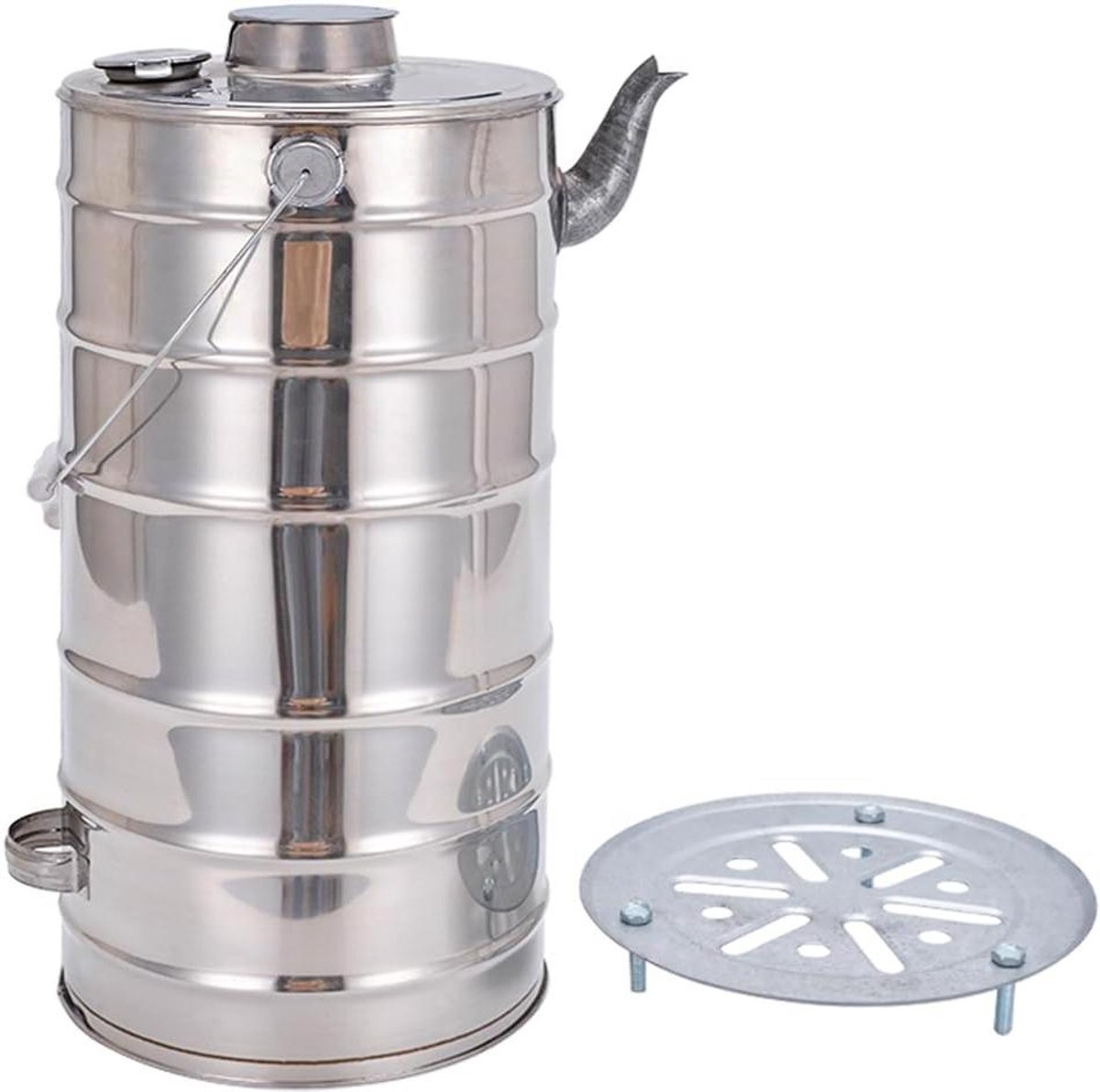 Houtgestookte Waterkoker - Outdoor Kooktoestel - Buiten Koken - Hol Middenontwerp - 105 L - Zilver