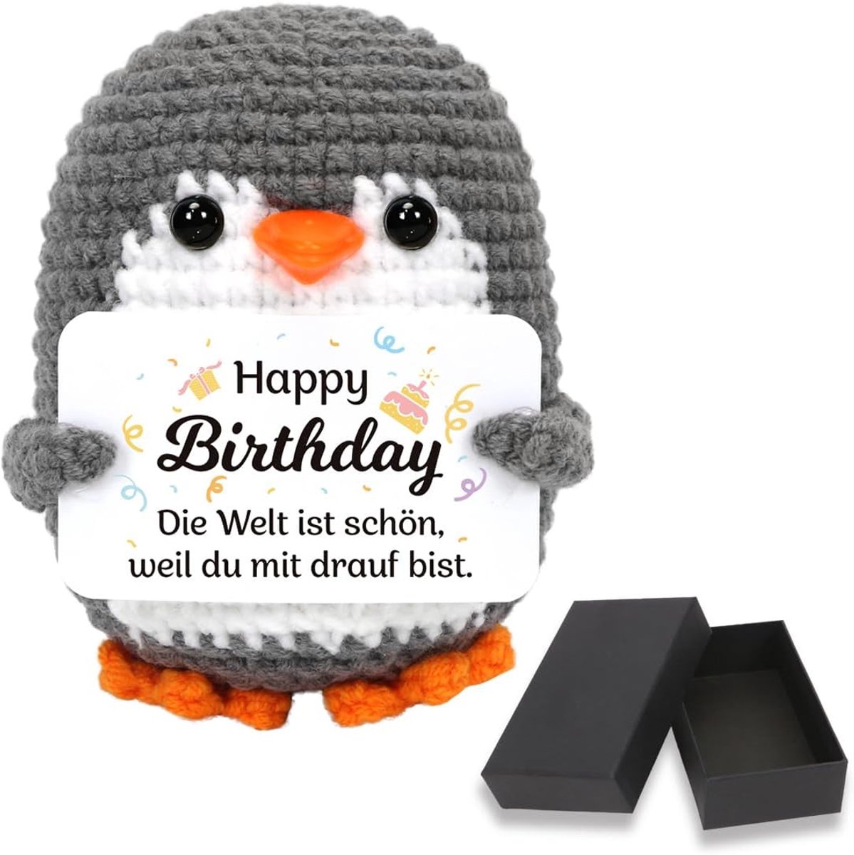 Pocket Hug positieve pinguïn, creatieve pinguïn, positieve handgebreide geschenken, pinguïns, geluksbrenger, geschenken, emotionele ondersteuning, verjaardagscadeau voor vrienden, collega's