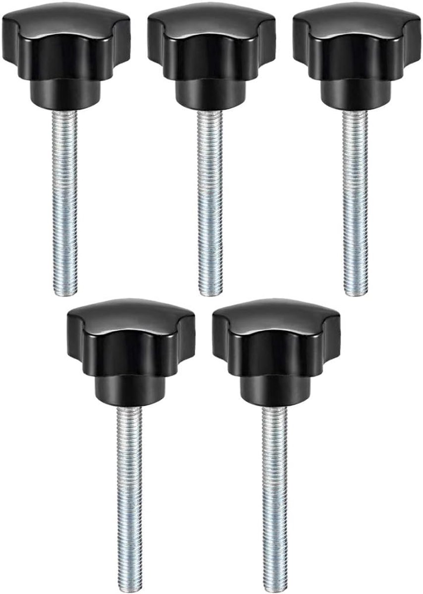 sourcing map 5 stuks Stergreep schroef buitendraad staal zink bouten zwart PP M8 x 60mm DE de