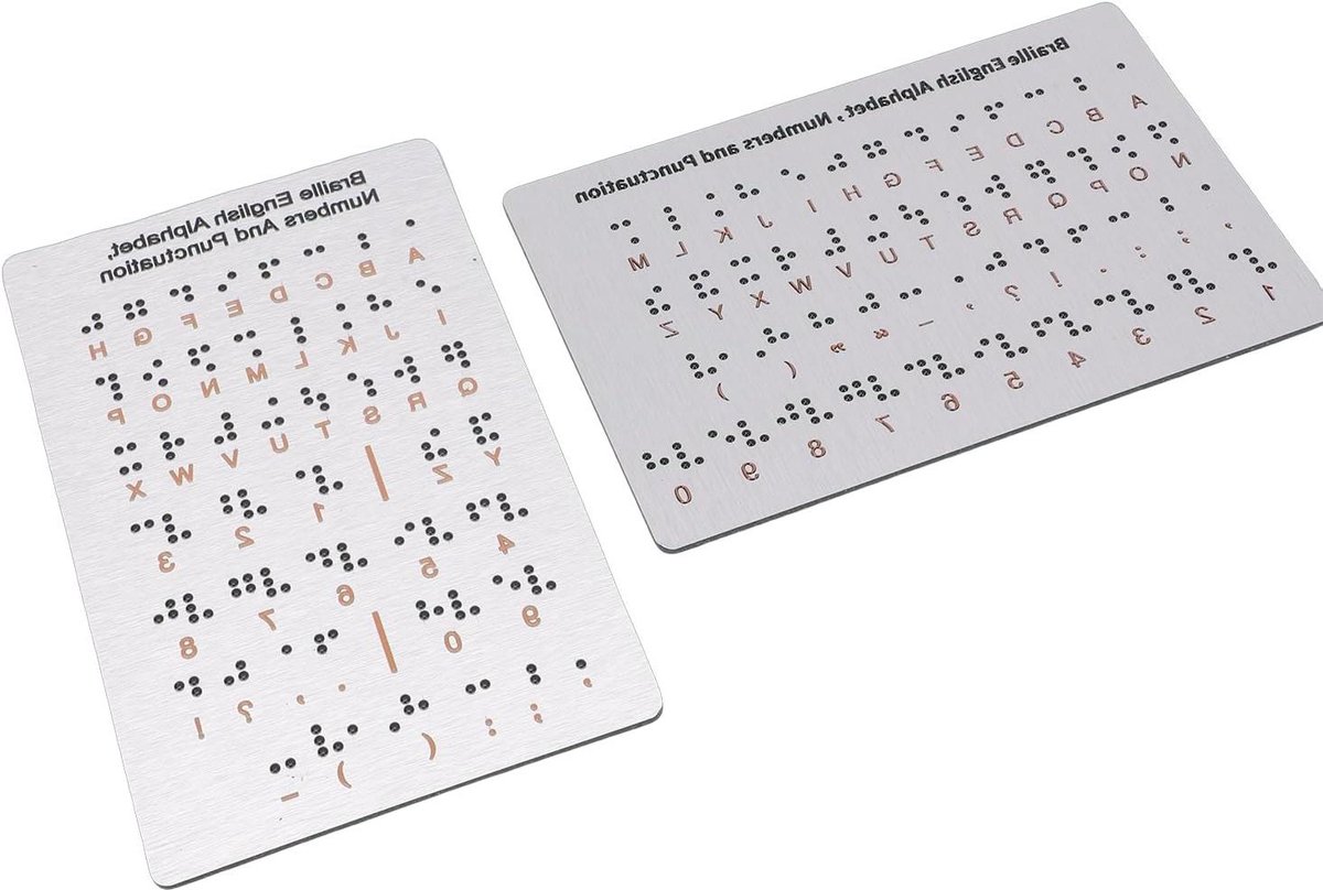 Braille Alfabetbord - Leerbord Braille - Braille Leren - Lasergegraveerde Letters - 1925 x 107 cm - Aluminium