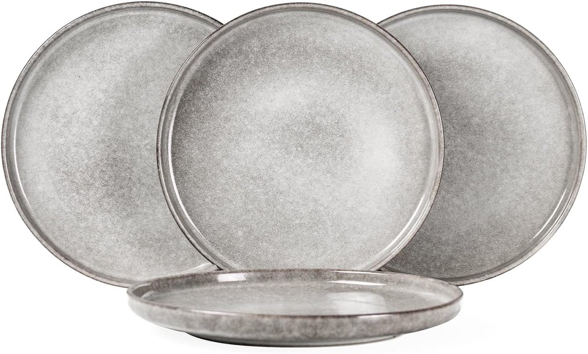 Home Serviesborden Set, Porseleinen Borden Modern - 4-delig, Dessertborden Ontbijtborden - Platte Taartborden Saladeborden Set voor 4 Personen - 26 cm