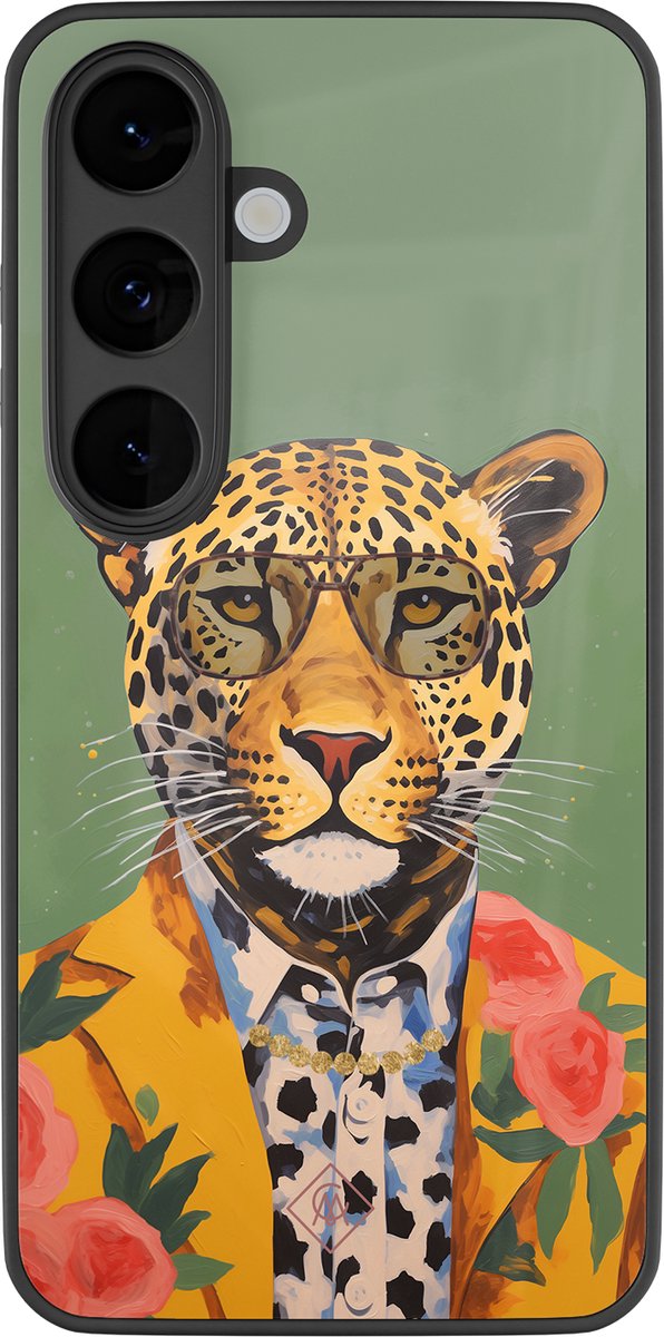 Casimoda® hoesje - Geschikt voor Samsung Galaxy S26 - Luipaard Hipster - Luxe Hard Case Zwart - Backcover telefoonhoesje - Groen