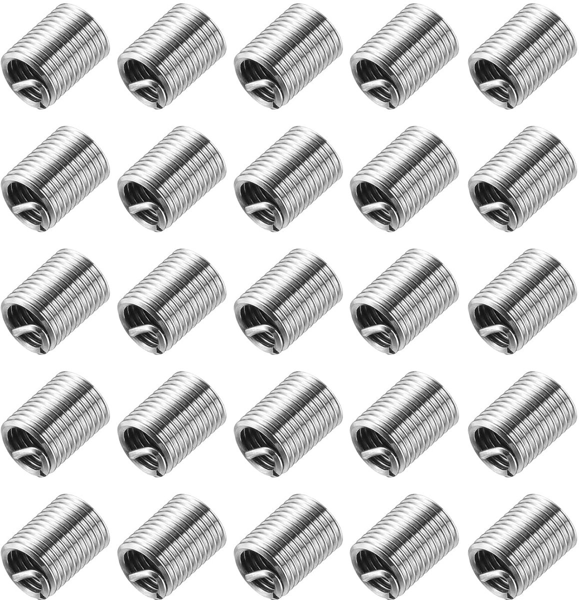 50 stuks draadinzetstukken M5 x 0,8 2D (10 mm) metrisch 304 roestvrij staal helikaal type schroefdraad reparatieset draadmof huls voor mechanische uitrusting