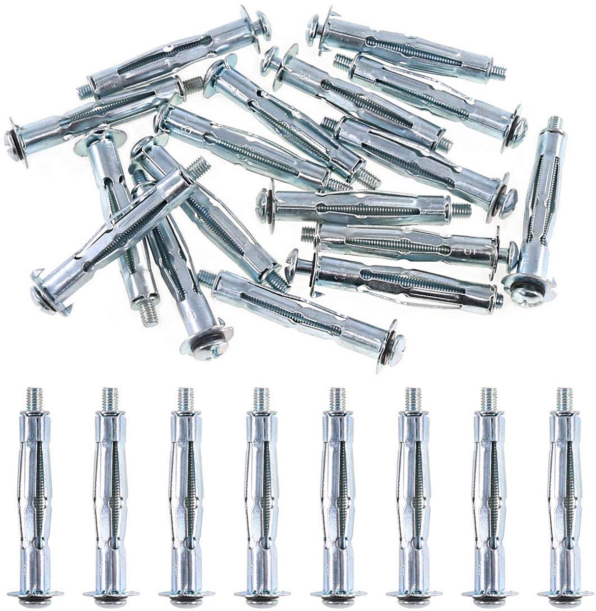 x 58 Heavy Duty Metal verzinkt staal Molly Bolt (Pack of 25) Holle Drive Wall Ankerschroeven Set voor gipsplaten muur droog gipsplaat Tegel Block Gipsplaat (58mm lang) M5x58