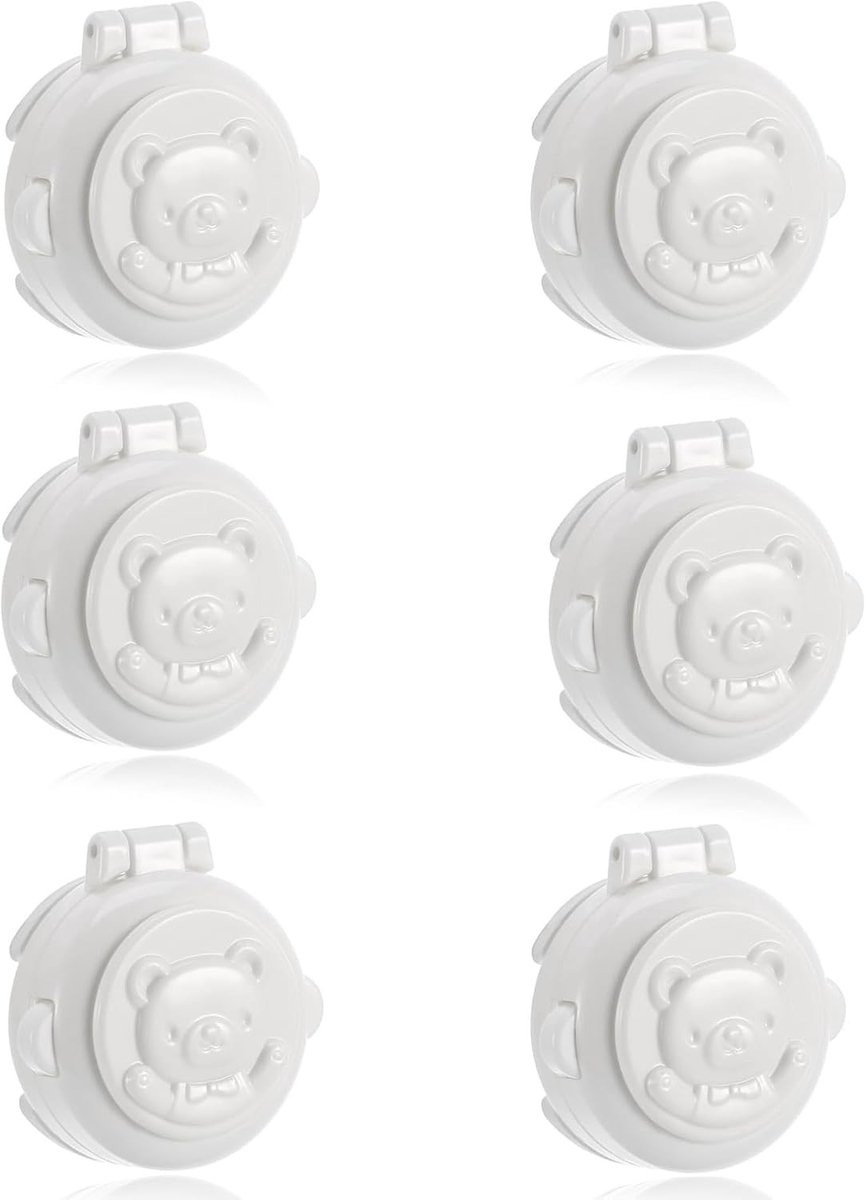 Veilige knophoezen voor kinderveiligheid, 6 stuks kachelknop covers, babyproof schakelaar bescherming voor huishoudelijke apparaten, wit