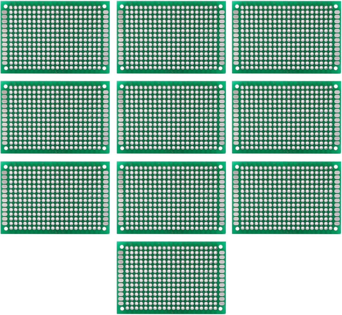 10st 4x6cm dubbelzijdige prototype PCB printplaat voor DIY-solderen en elektronische projecten, universele printplaat met