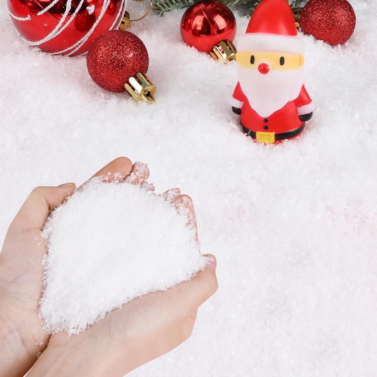 Kunstsneeuw, decoratieve sneeuw, Kerstmis, nep sneeuwpoeder, droge sneeuwvlok voor Kerstmis, dorp, handwerk, winterdecoratie, party, decoratiesneeuw (100 g)