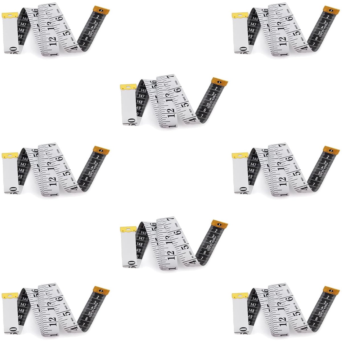 8 banden meetlint lichaam, 200 cm kleermakersmeetlint, dubbelzijdige meettape, flexibele bandmaat, meetlint snijder met knop, omtrekmeetlint voor huishoudens ambachtslieden