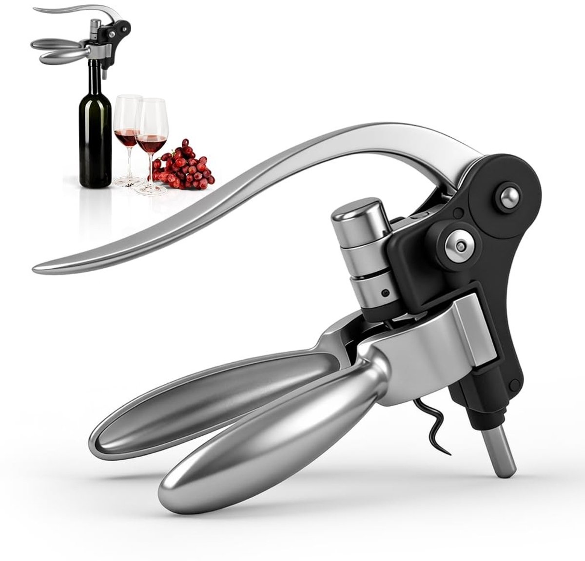 Omgoods- Kurkentrekker Premium Set - Hefboomkurkentrekker - Flesopener - Capsulesnijder - Wijnschenker - Ergonomisch Ontwerp - Wijnopener