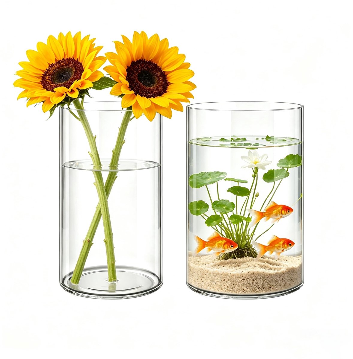 Omgoods - Set van 2 Acryl Bloempotten voor Verse en Gedroogde Bloemen