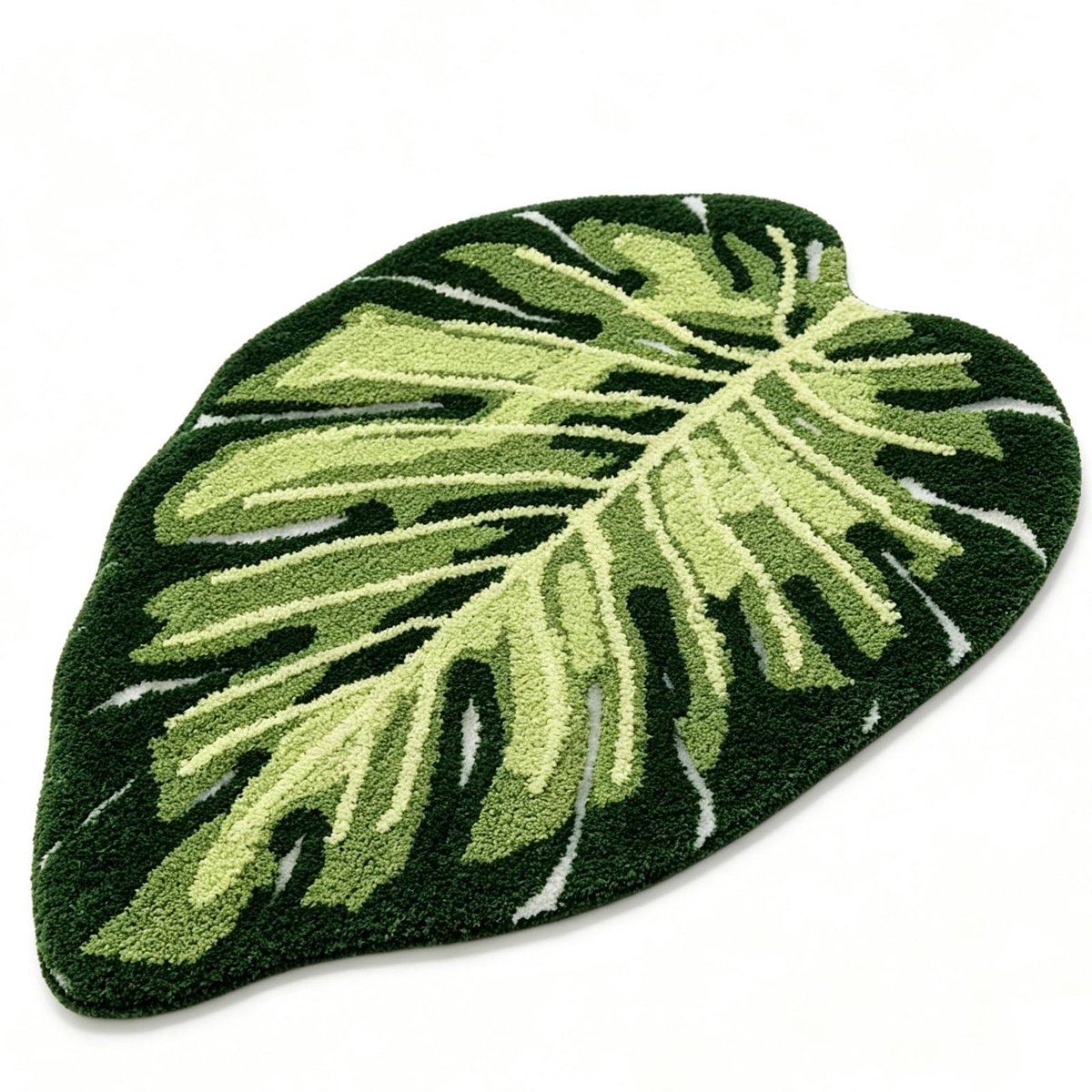 Omgoods - Groene Monstera Badmat met Antislip en Wasbare Eigenschappen