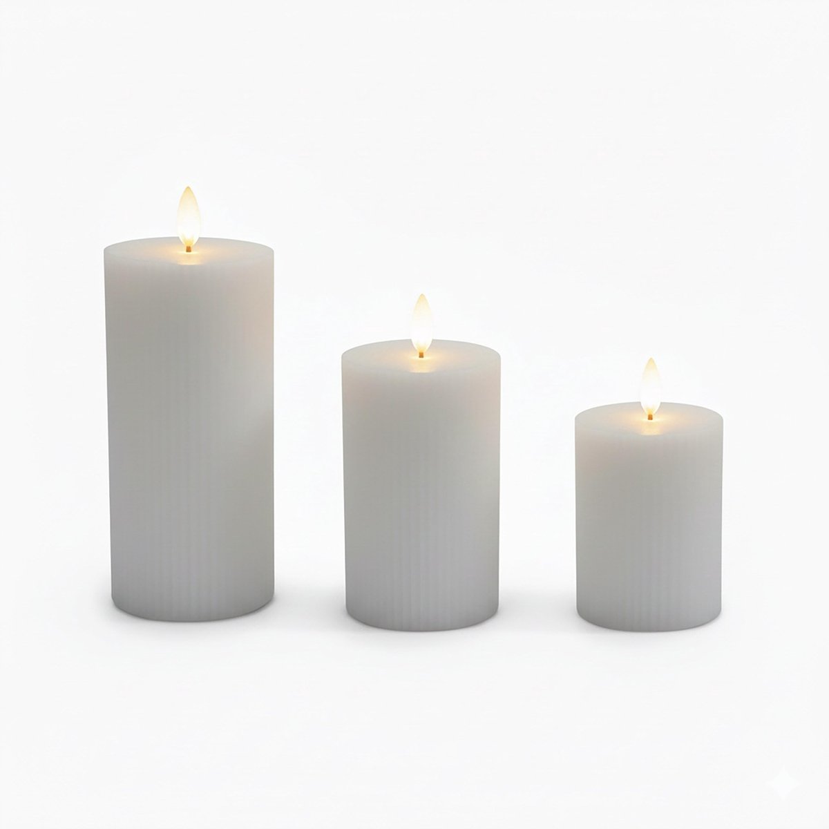 Omgoods - Set van 3 LED Wax Kaarsen met Flikkerende Vlam in Lichtgrijs