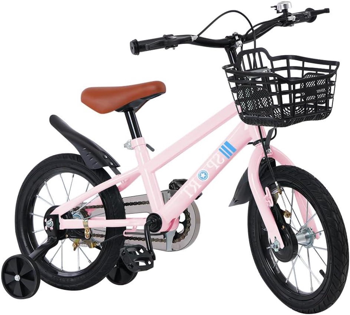 Kinderfiets met Steunwielen Loopfiets Peuter Leren Fietsen Verstelbaar Stuur Zadel 14 Inch Roze