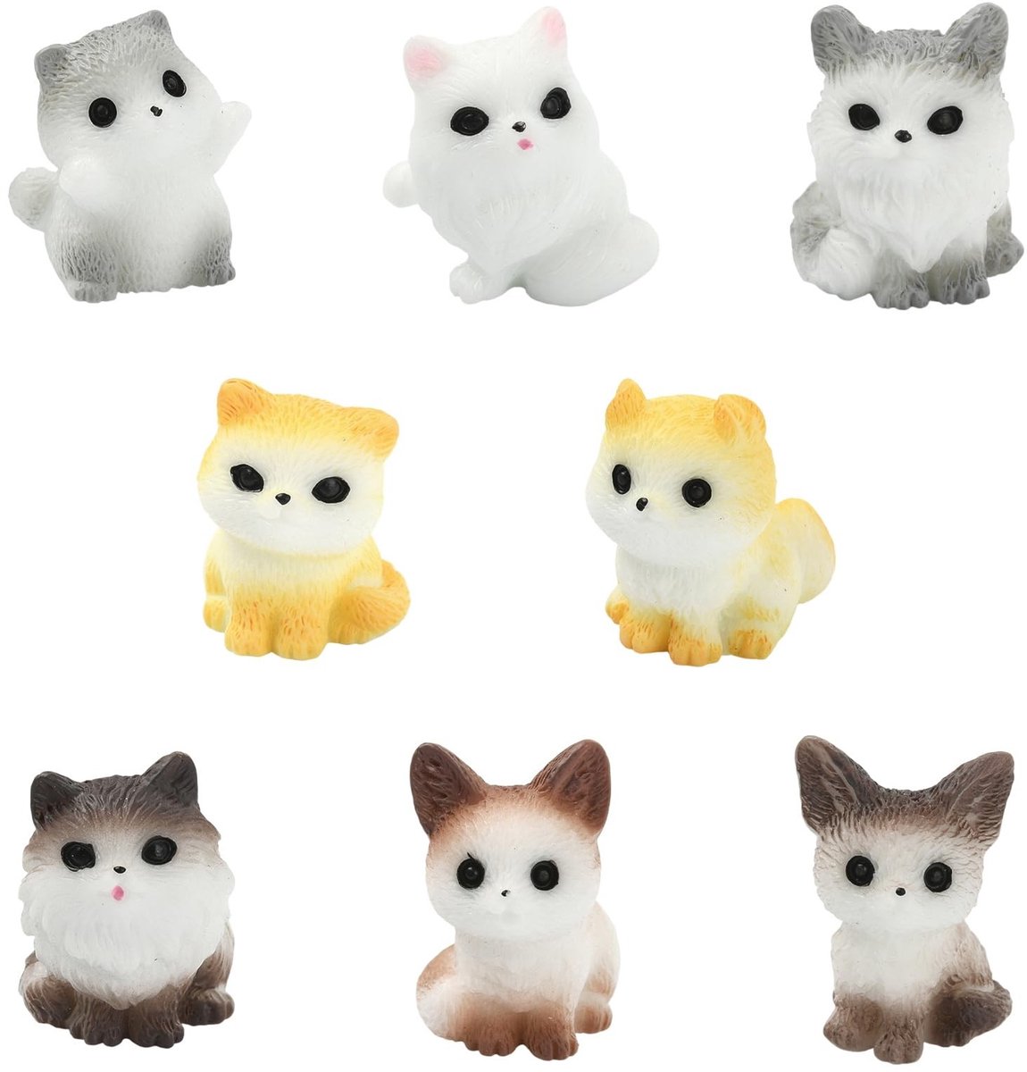 Omgoods - Set van 40 Mini Katfiguren in 8 Stijlen voor Decoratie