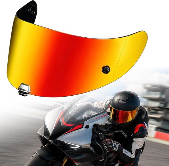 Motorhelm Visor Geschikt voor HJC RPHA 11 en RPHA 70, Vervangend HJ-26 HJ-26ST, Krasbestendig, UV-bescherming, Pinlock Voorbereid (Rood-Goud)