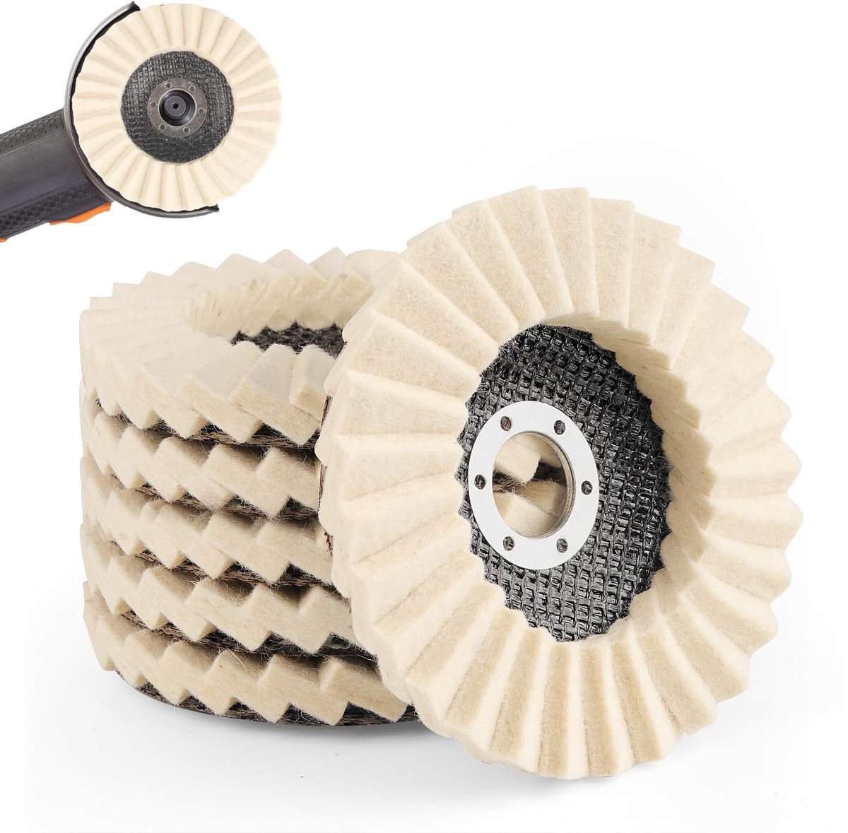 Omgoods - Set van 6 Polijstschijven 125 mm voor Haakse Slijpers