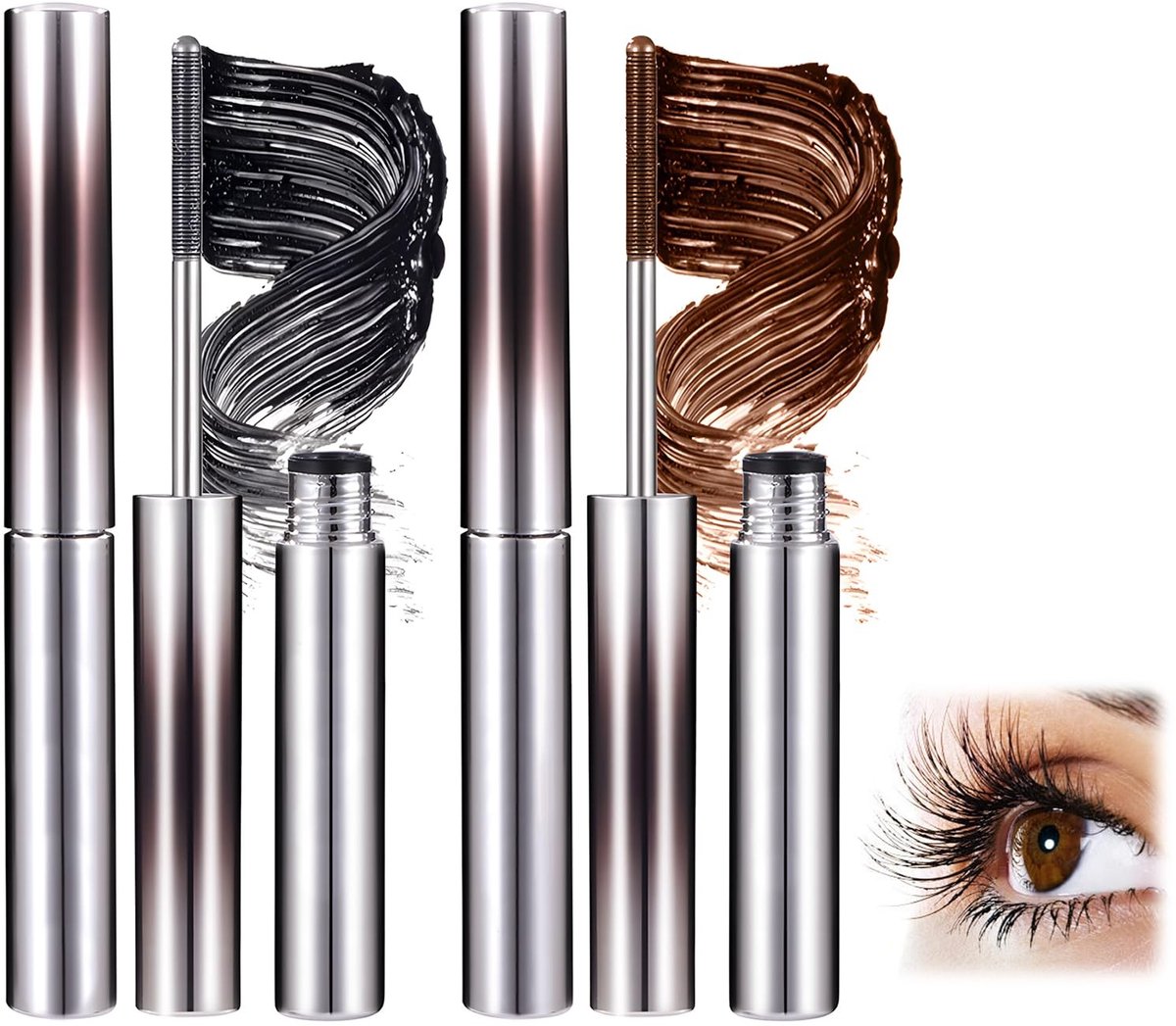 Omgoods - Set van 2 Mascara met Metalen Borstel voor Groei en Kleur