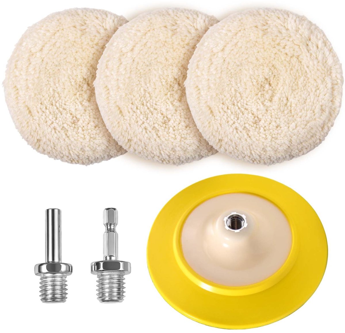 Omgoods - Set van 3 Wol Polijstpads met M14 Adapter voor Boormachine
