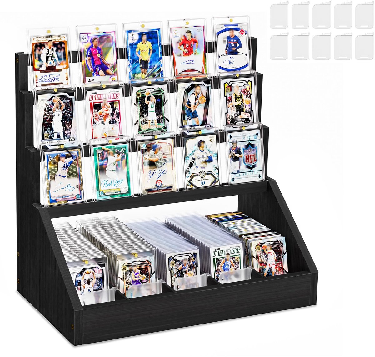 Omgoods - 3-Tier Houten Trading Card Display Stand voor Sportkaarten