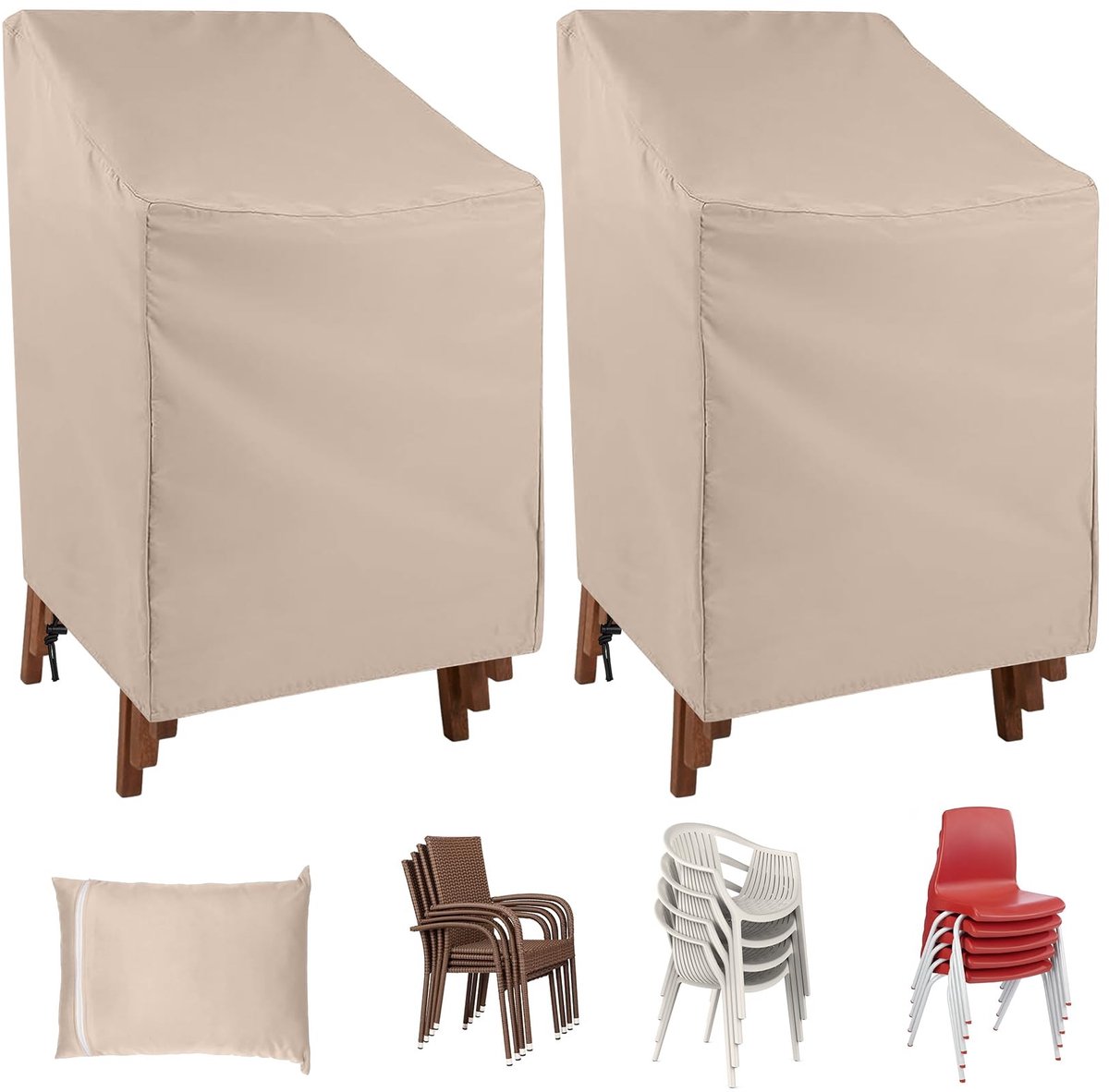 Omgoods - Set van 2 Tuinstoelafdekkingen van Waterdicht Oxford-Stof