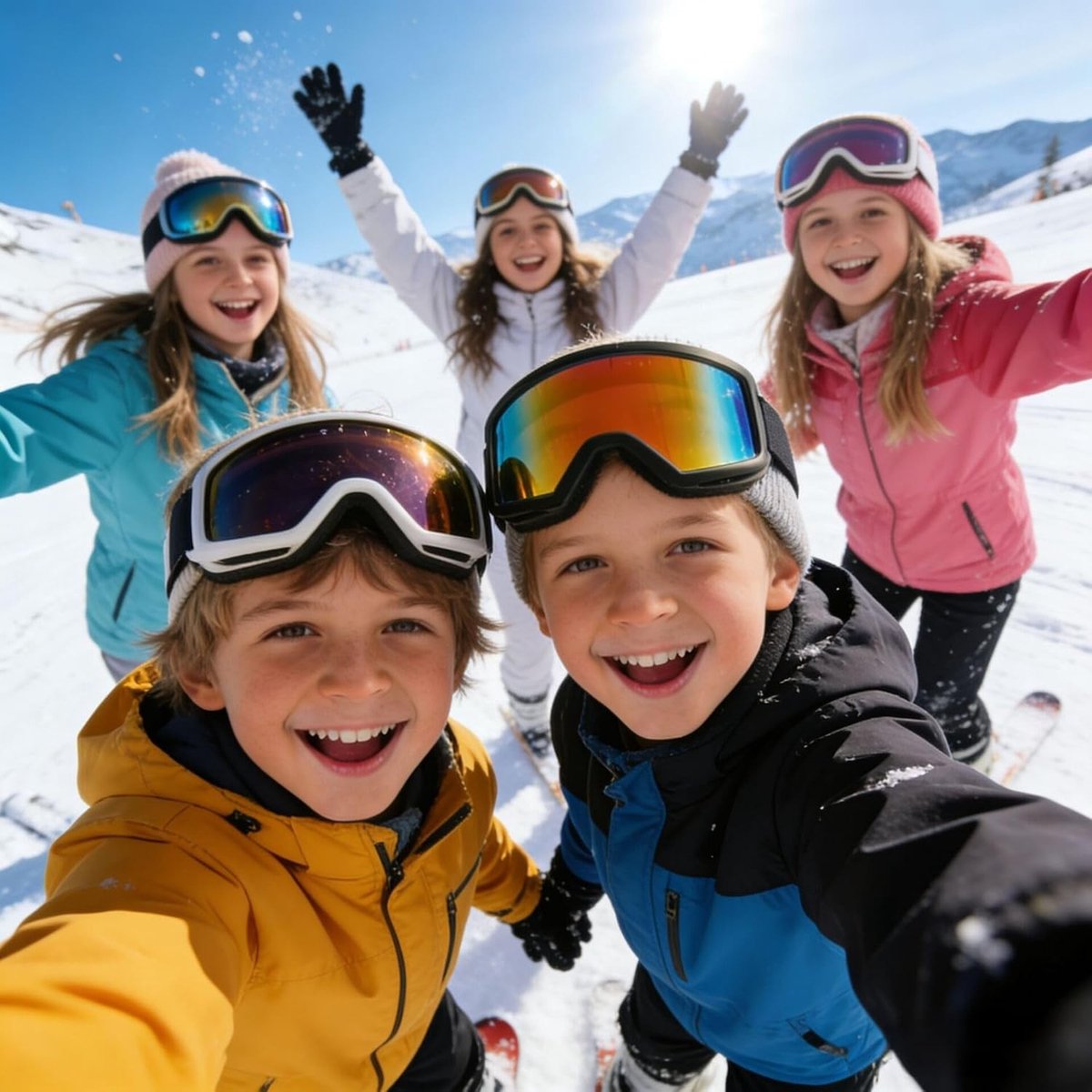 Ski- en Snowboardgoggles voor Kinderen met Draagtas - Spiegellens voor Jongens en Meisjes van 5-16 Jaar