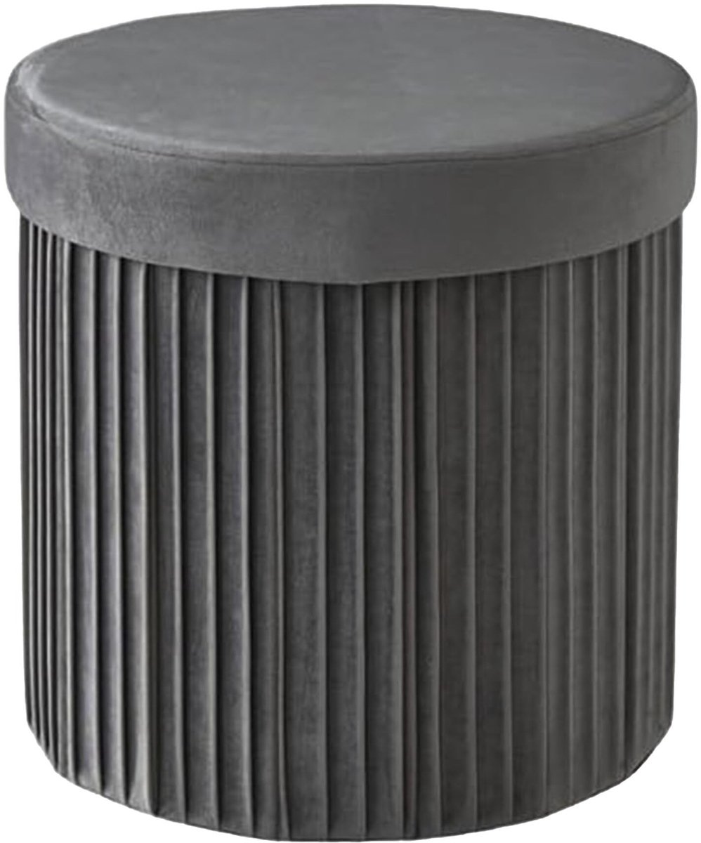 Omgoods - Ronde Velvet Opbergpouf met Vouwbaar Deksel