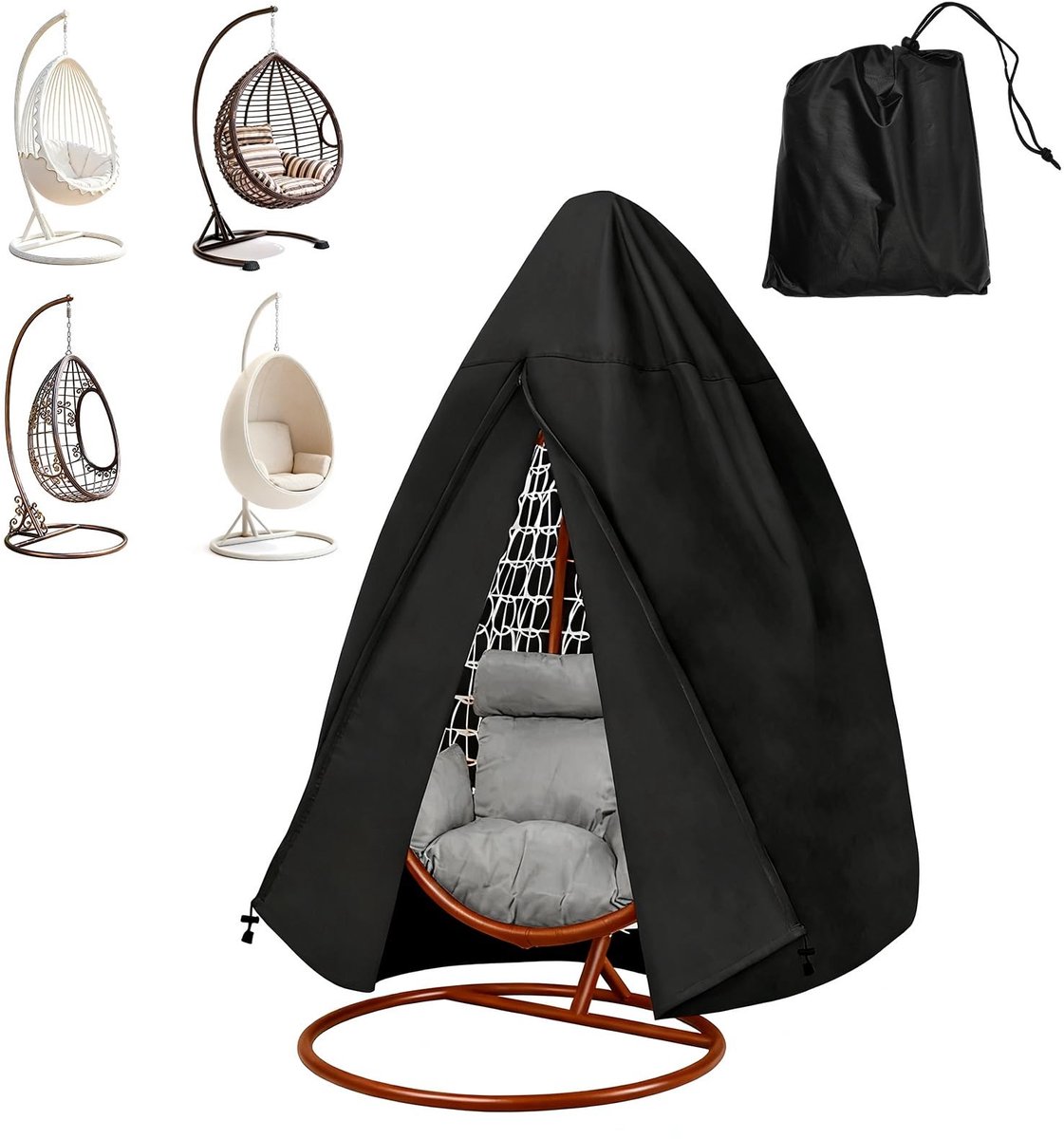 Omgoods- Hangstoelhoes Waterdicht - Beschermhoes Tuinmeubelen - 210D Oxford-Stof - Verstelbaar Trekkoord - 115 x 190 cm - Duurzaam Materiaal - Tuinmeubelhoes
