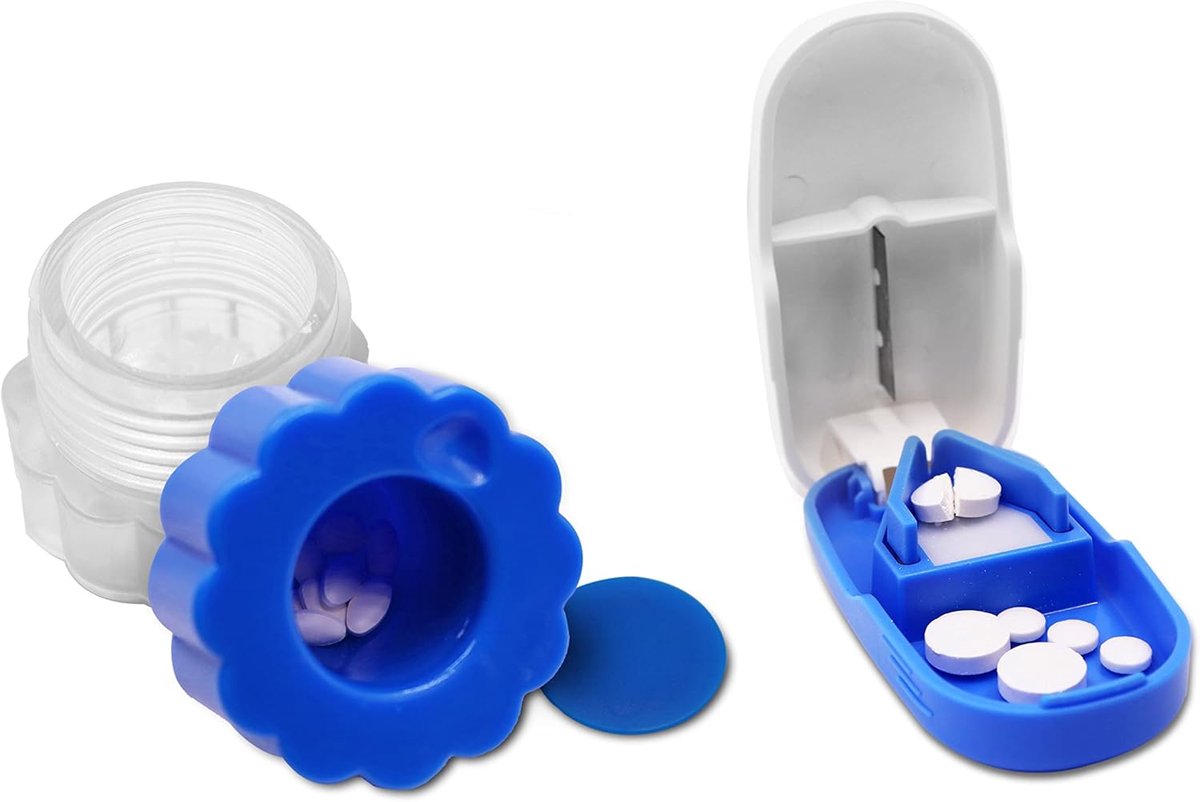 - Pillensnijder en Pillenbreker (Pack), Tablettensnijder, Pillenbreker Vergruizer, Pillensnijder met Opslag, Medicijnsnijder en Breker, Pill Crusher