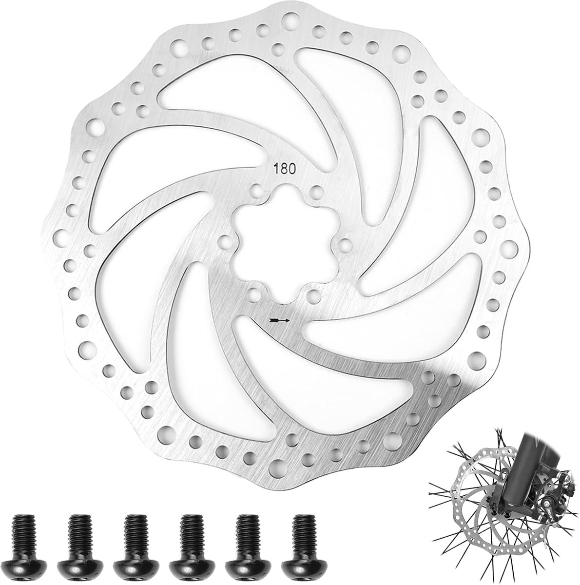 180mm Centerlock remschijf, remschijven fiets met 6 schroeven