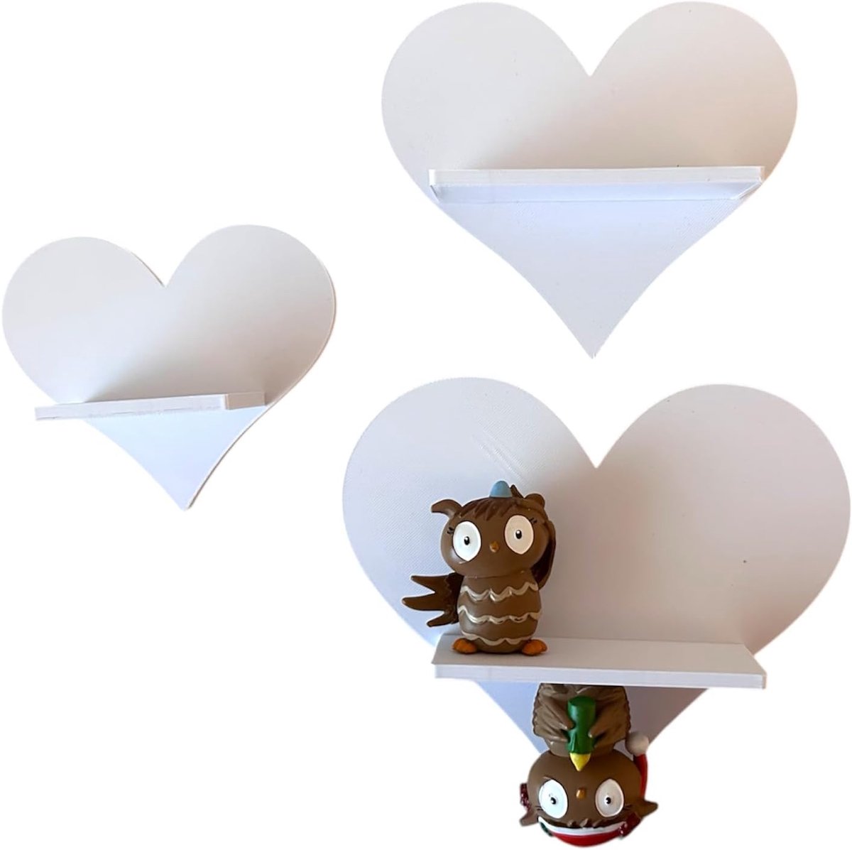 Hart-set van 3 compatibel met Toniefiguren, Toniebox Tonie Uitbreiding - Uitbreidingsplank - Kinderkamer (wit)
