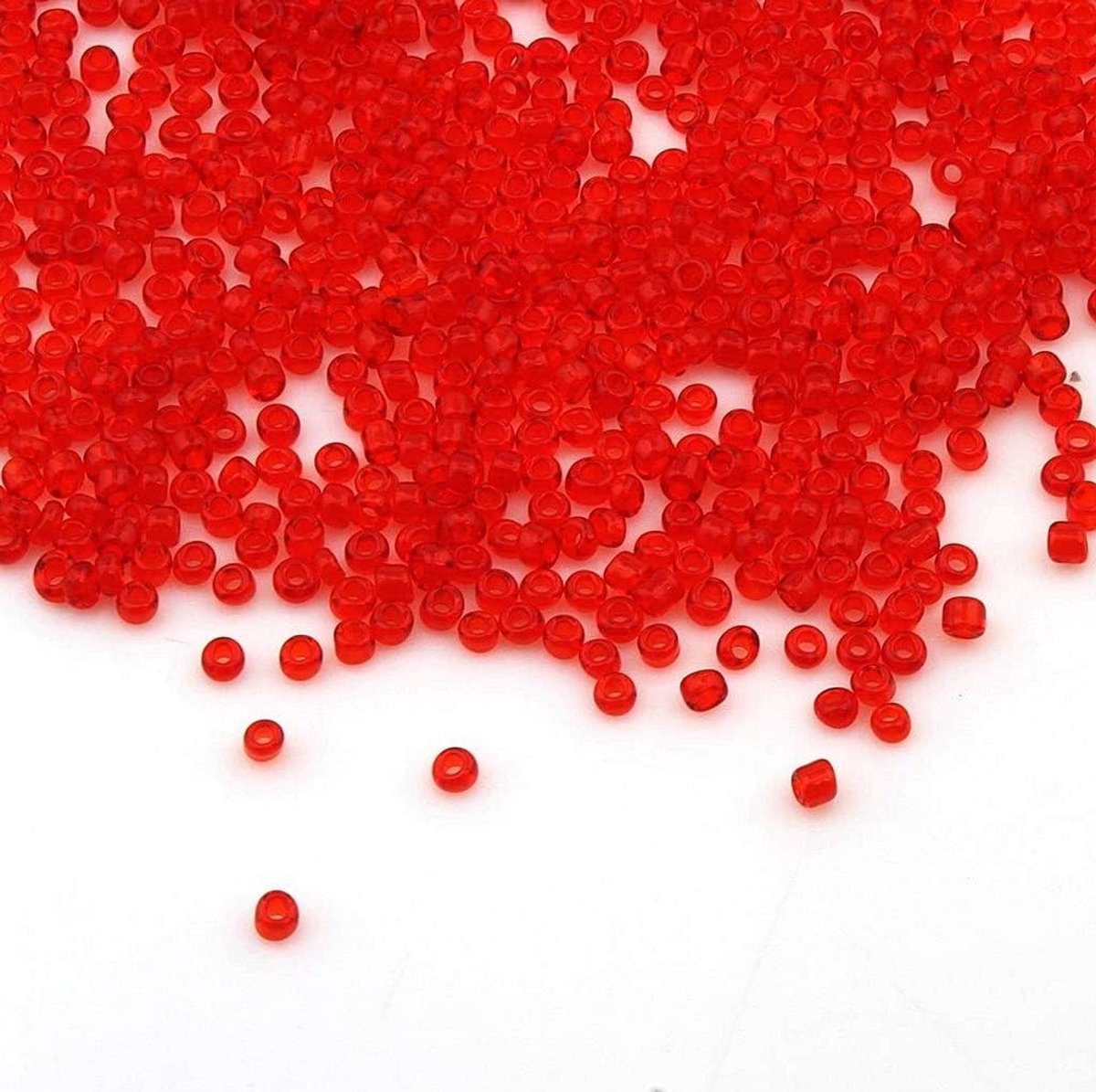 Kralen, indianenkralen, zaadkralen, ponykralen, 2 mm, 11/0 zaadkralen, 6500 stuks (rood)