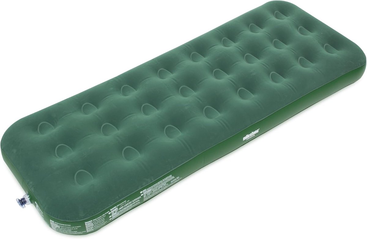 SnelShoppen - Inflatabele Eenpersoons Luchtbed - Makkelijk Opblazen & Leeglaten - Vlokkerig Ontwerp - Perfect voor Camping, Festivals, Logeerpartijen