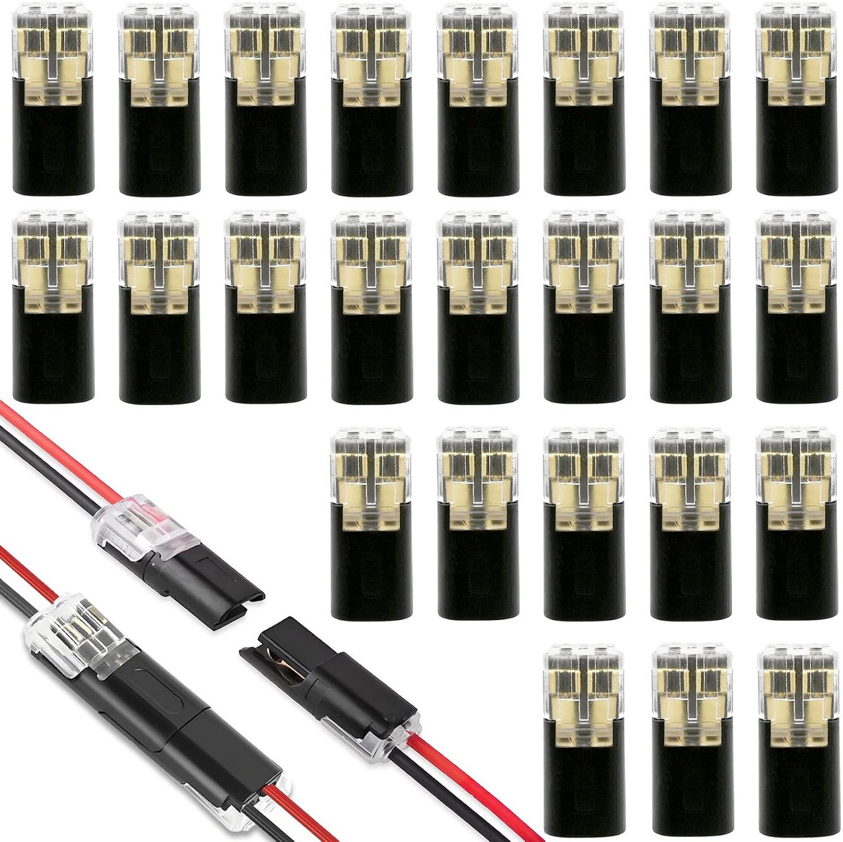 terminal block CTRICALVER 2-pin terminal block Bedrading aftakconnector Eenvoudige en snelle bedradingsinstallatie Aftakbedradingsverbinding Dunne lijn LED-terminal block D2-transparant 24-pack