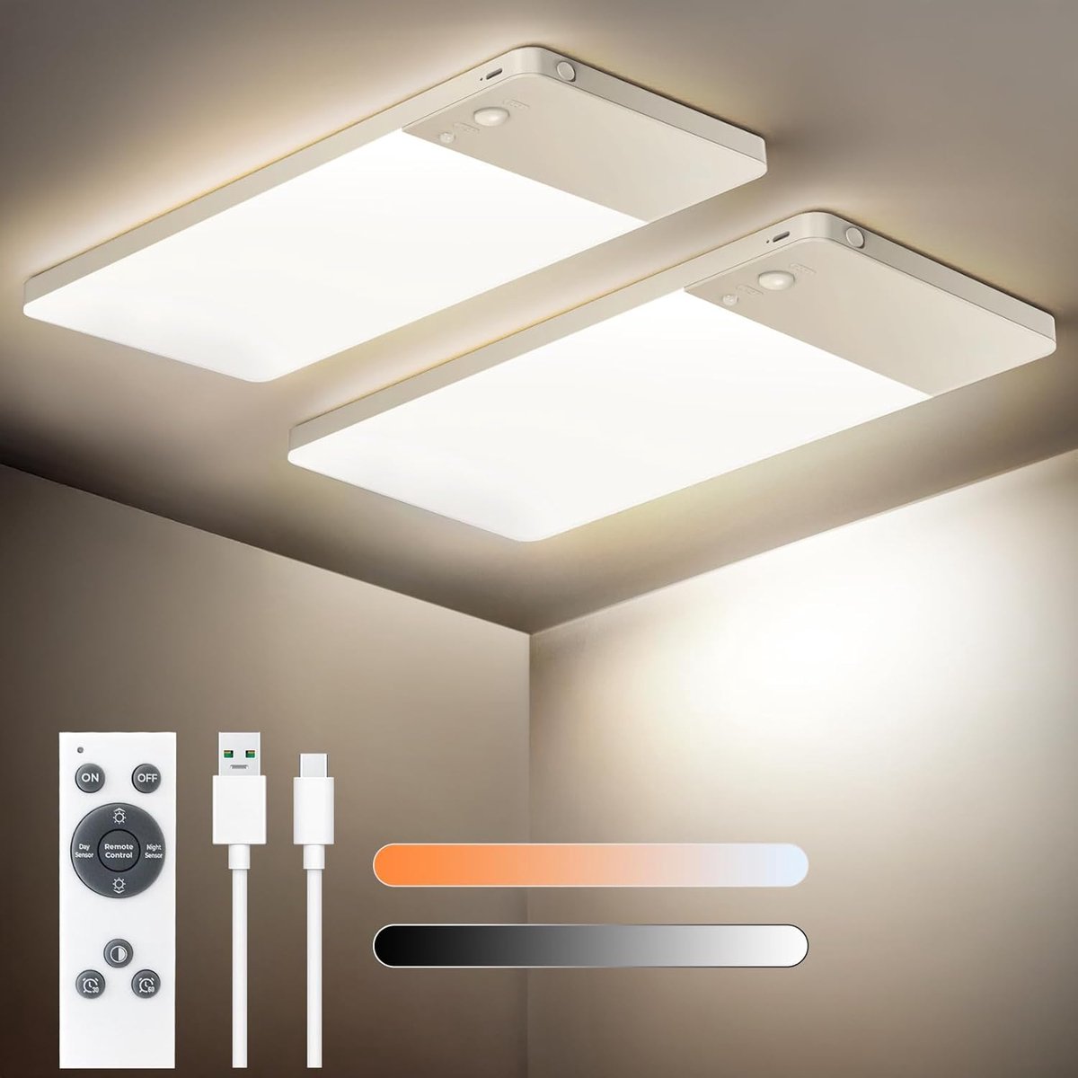 Led-plafondlamp met bewegingsmelder en afstandsbediening, dimbaar en
