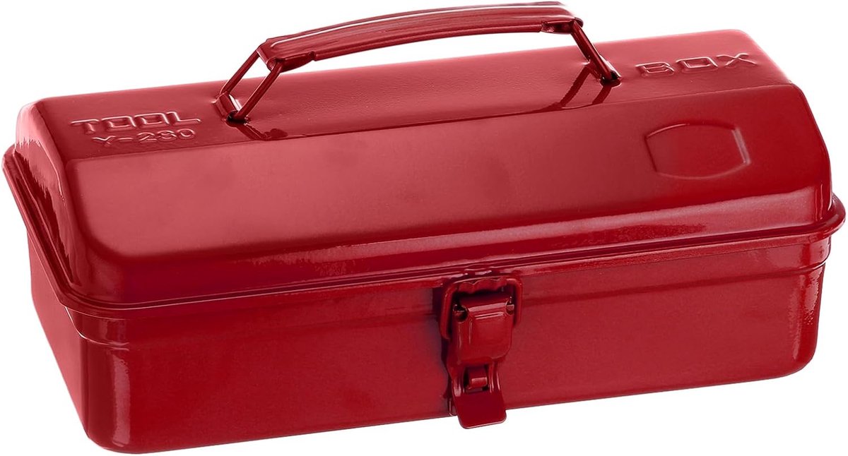 SnelShoppen - Tool Box 11.4" Draagbare Stalen Gereedschapskist met Metalen Sluiting voor Huishouden, Werkplaats, Auto, Rood