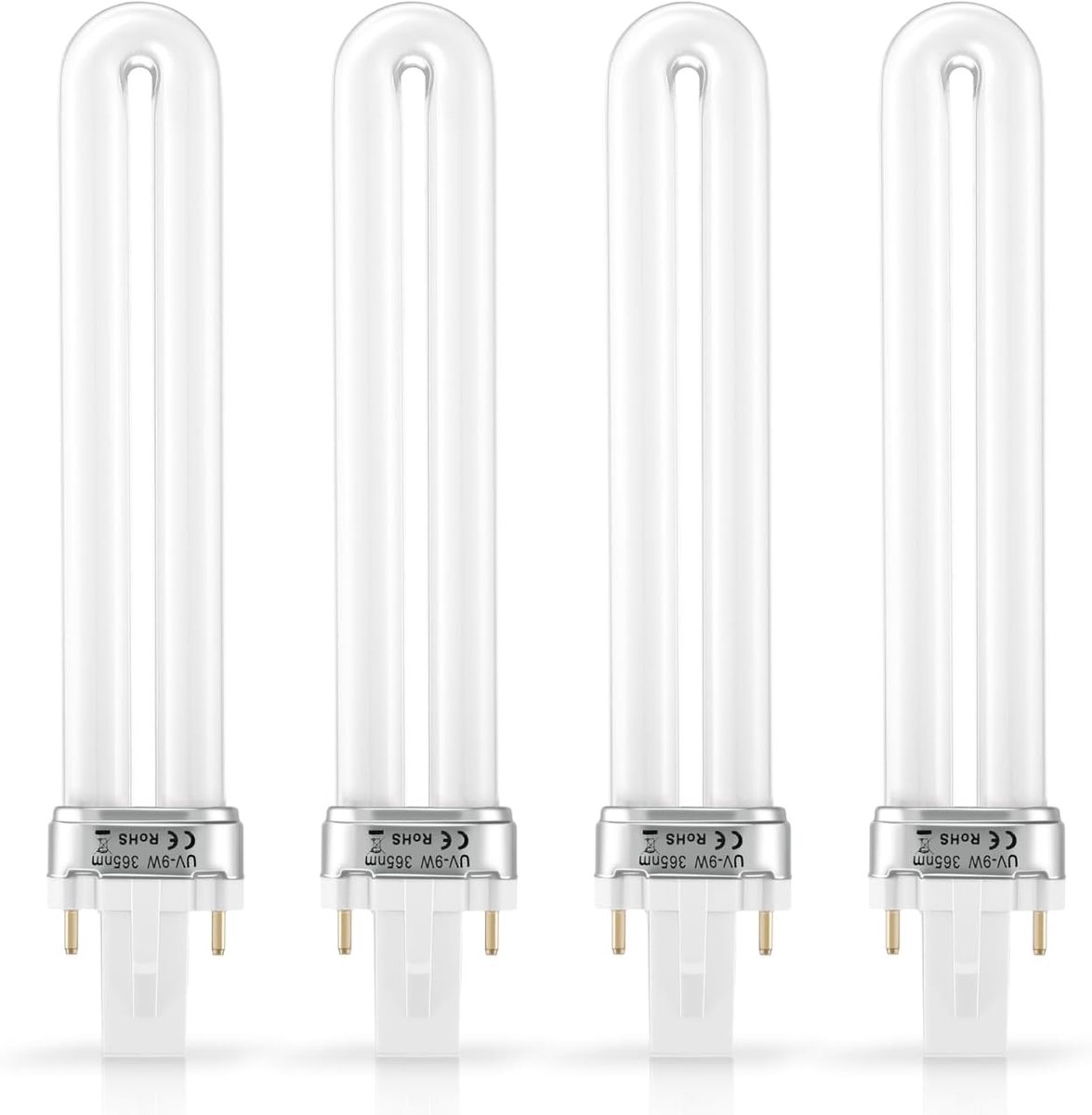 4 Stuks Uv Lamp 9w U-Vorm Woonkamer Lampen Uv 9w 365nm Lamp Hars Harder Kroonluchter Led Uv Lamp Draagbare Drogers Lamp Droger Nail Art Nagel