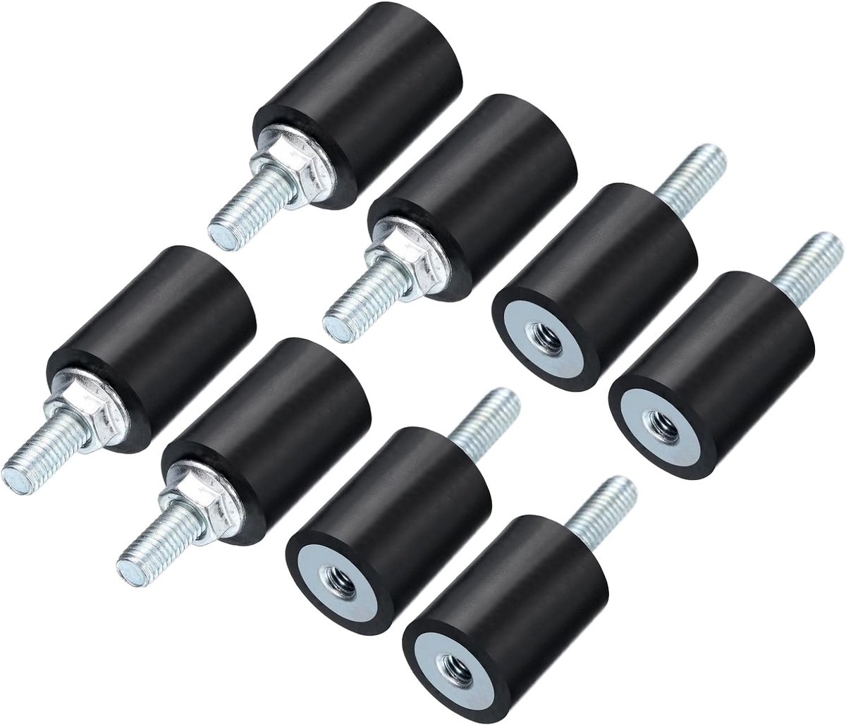 8 stuks rubberen isolatiehouders M5 x 15 mm met schroeven 15 x 20 mm mannelijk vrouwelijk schokdemper trillingen, cilindrisch verzinkt, trillingsbestendig, draadaansluiting met 8 stuks M5