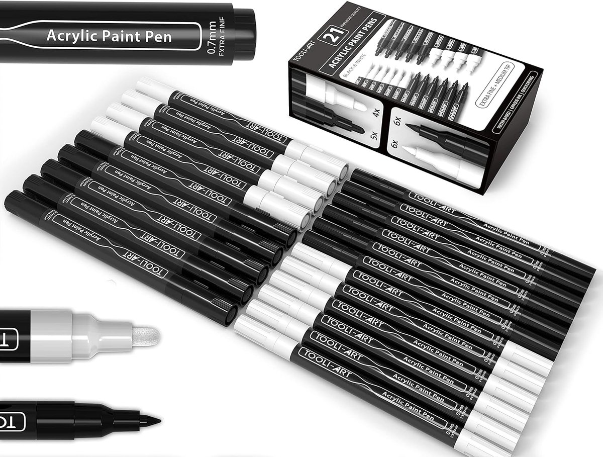 Acrylverf Markers Set - Extra Fijn & Middel - Waterbasis - Ideaal voor Creatief Schilderen - ShopVlot