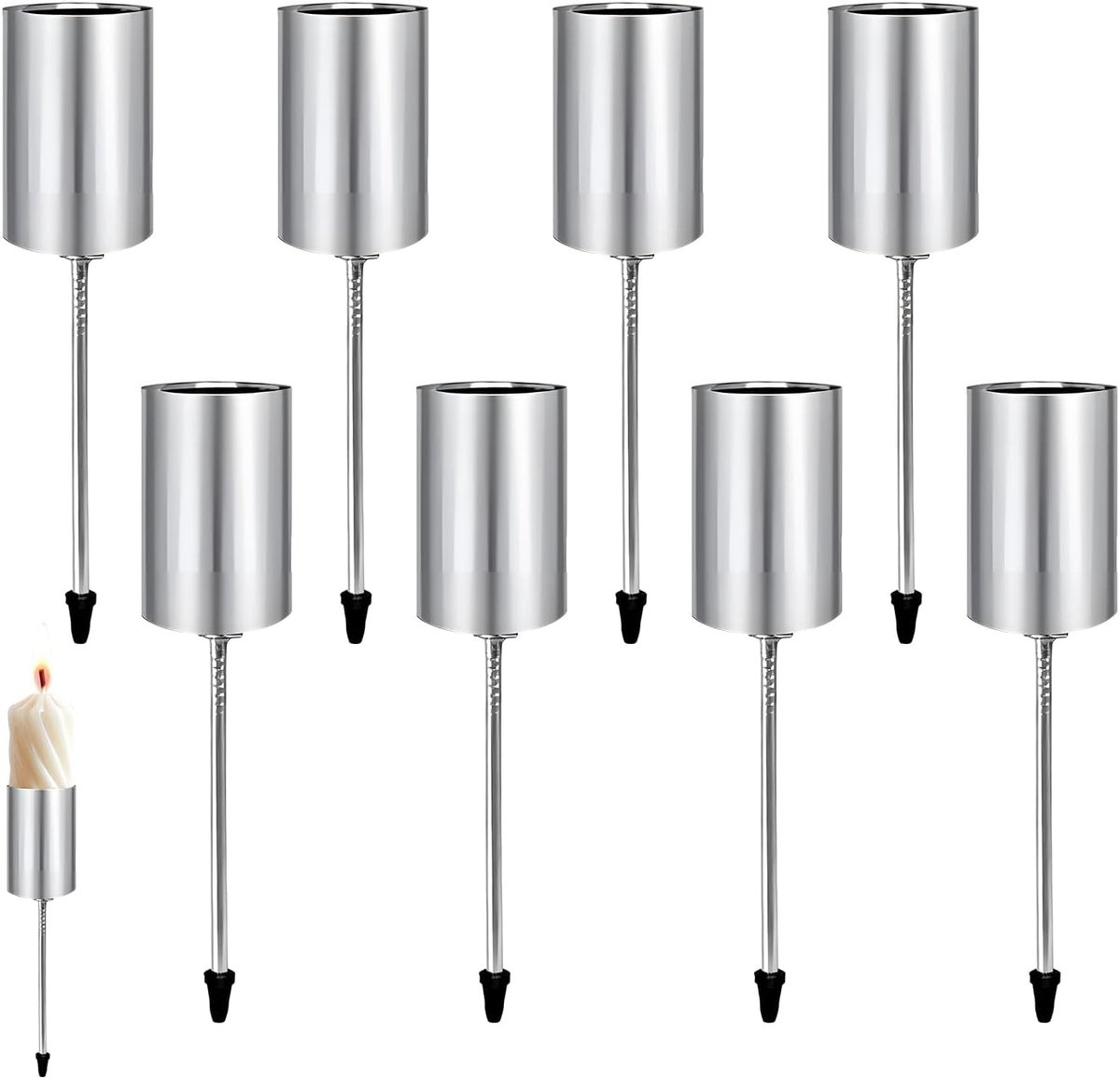 Candle holder set 8 stuks - gouden met spades - elegante decoratie - perfect voor kerst en feestelijke evenementen - ShopVlot