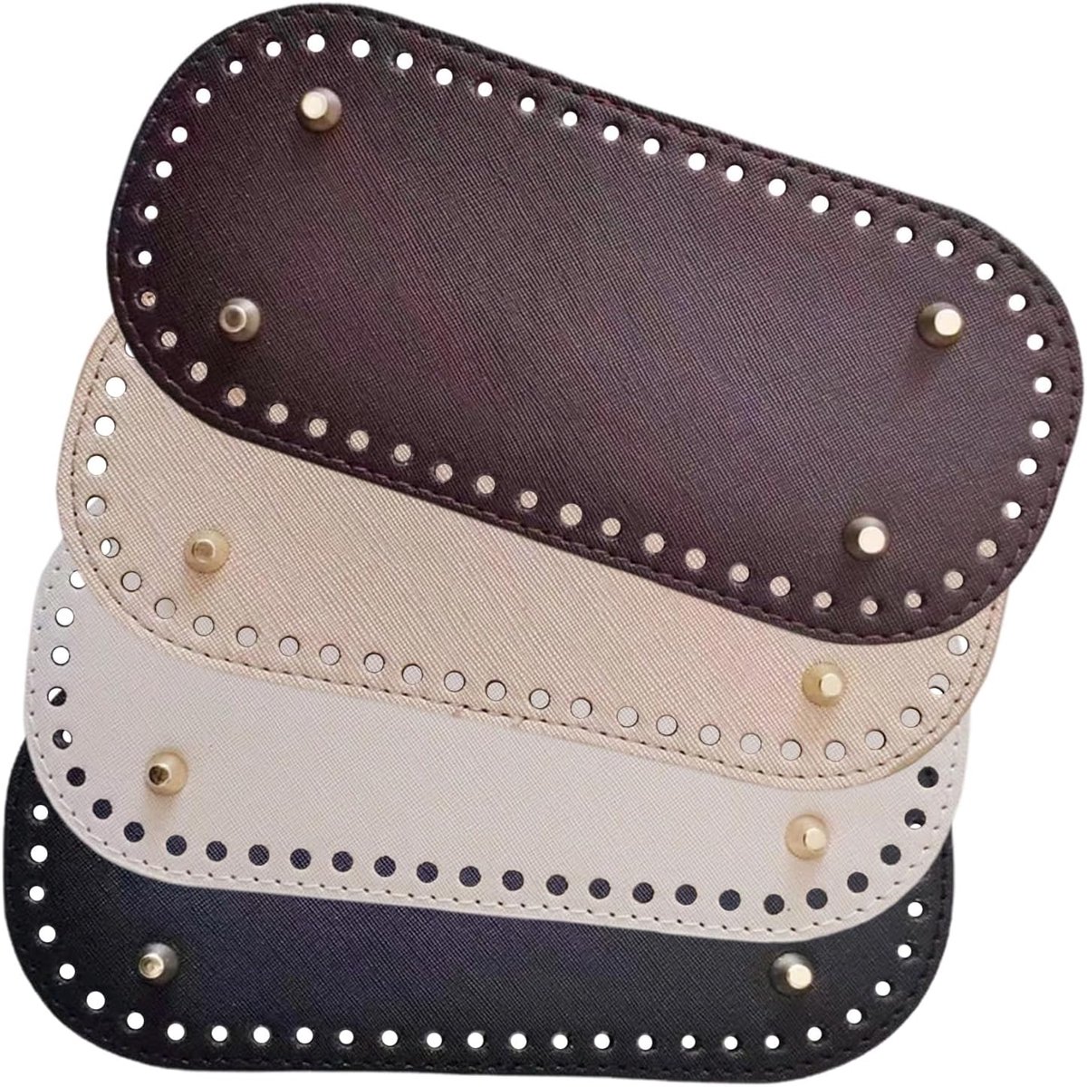 4 stuks zakbodems, 22 x 10 cm, zakbodem voor haken, PU-leer, breien, zakbodem, breien, accessoires, haken, accessoires met gaten, voor het maken van tassen, handtas, schoudertas, portemonnee