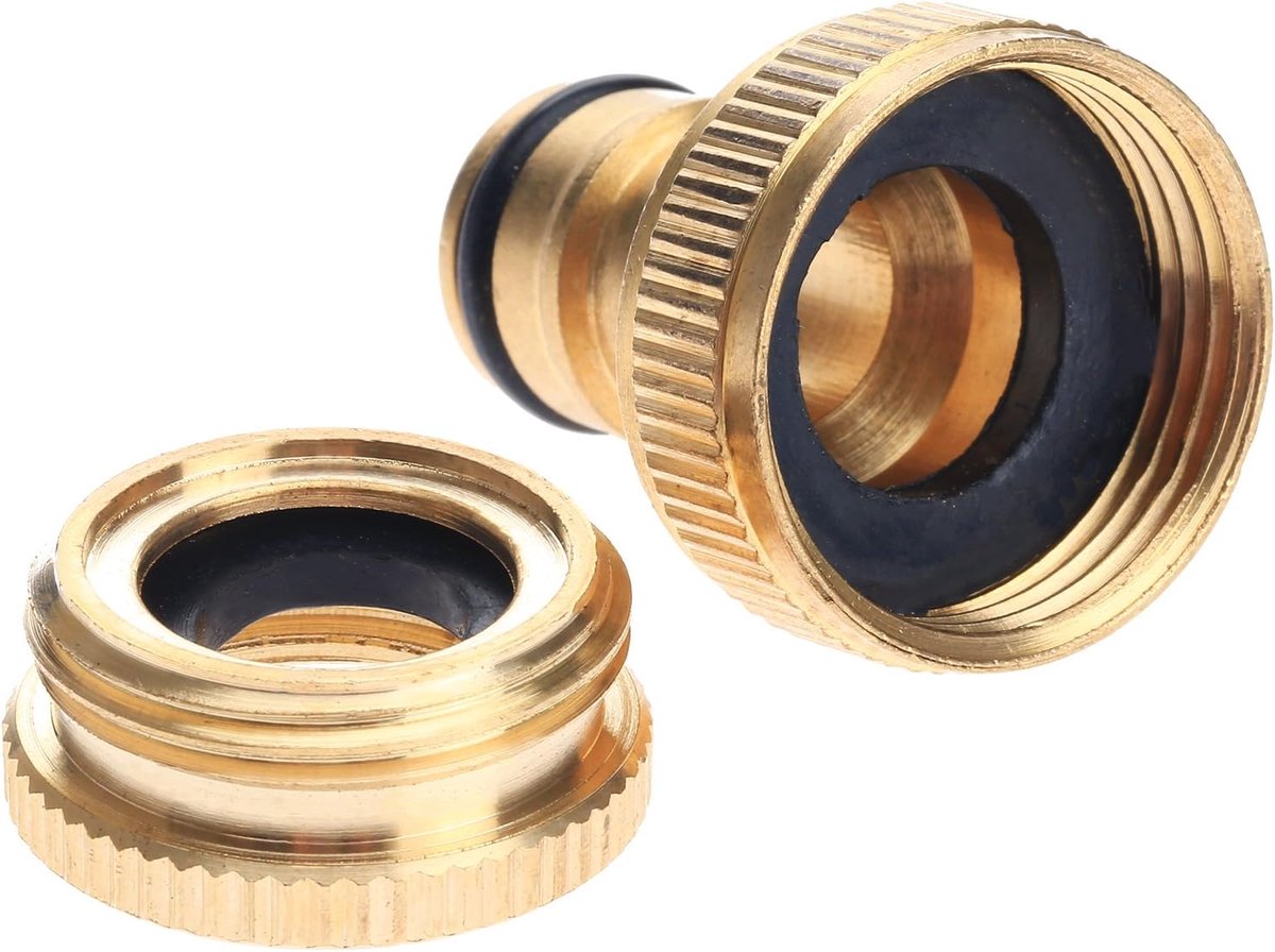 Tuinkraanaansluiting 1/2 inch tot 3/4 inch - messing - kraanadapter - ideaal voor tuinslangen - SnelShoppen